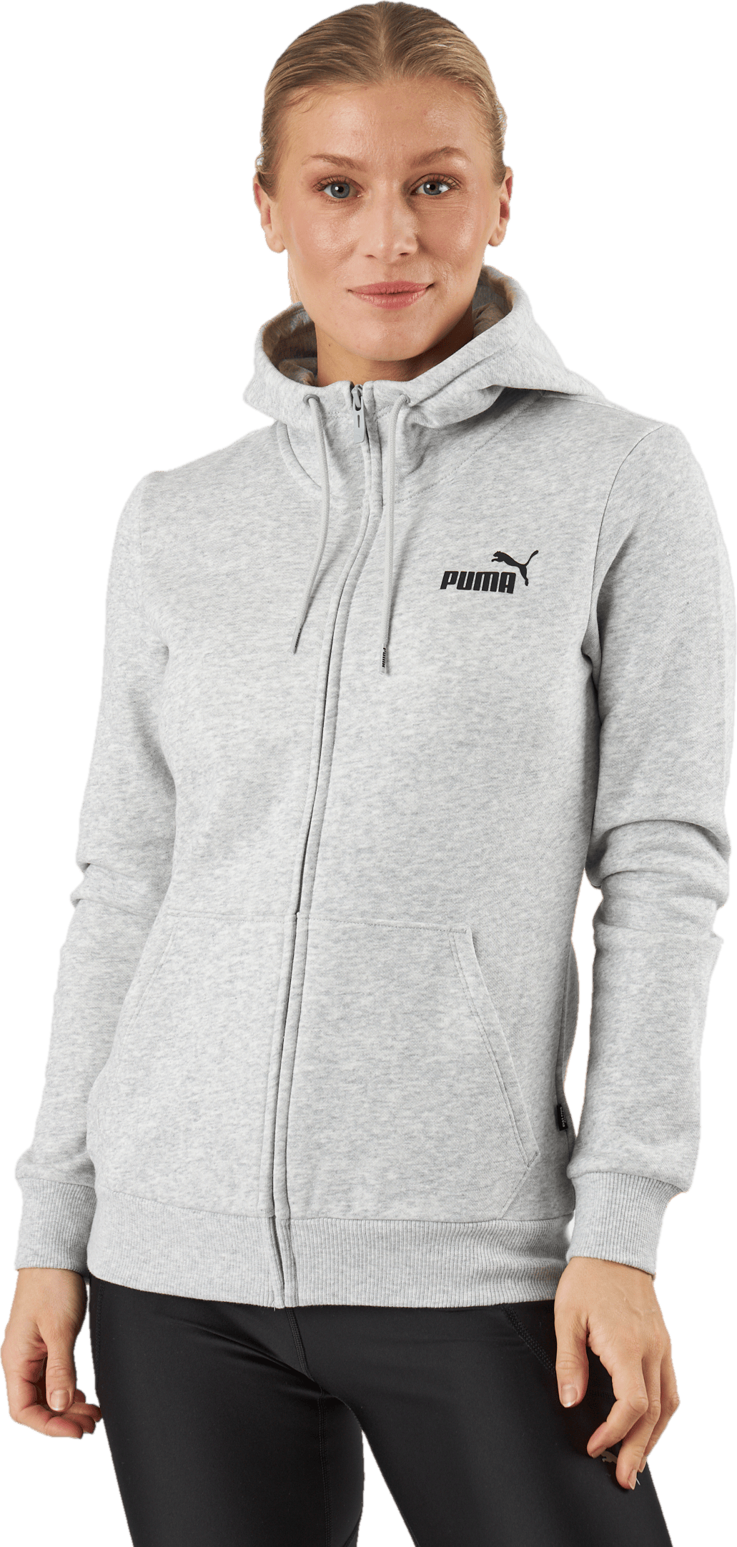 Ess Small Logo Full-zip Hoodie Light Gray Heather