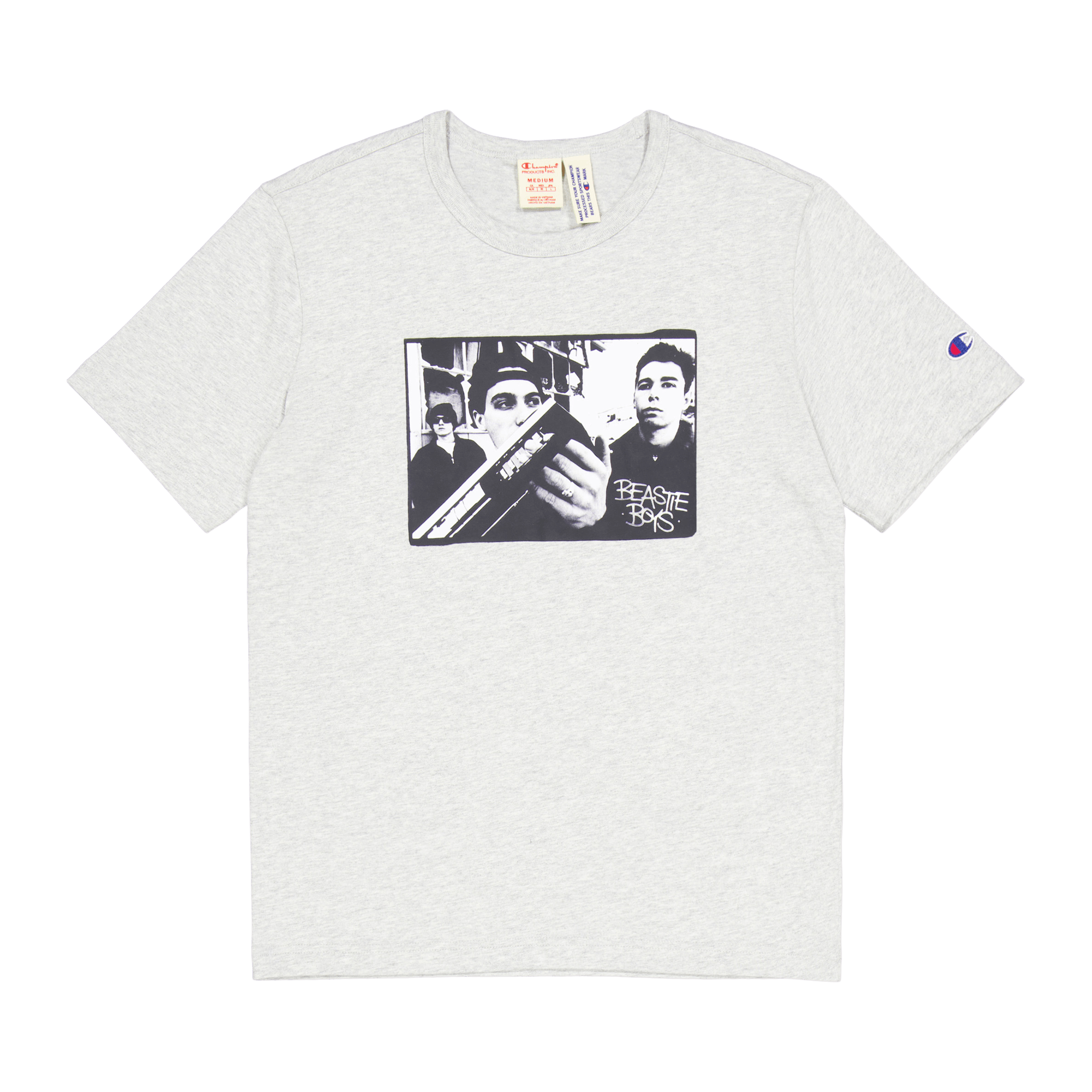 Crewneck T-shirt Gray Melange  Light, Male, Odevy, Tričko, Biely, XL