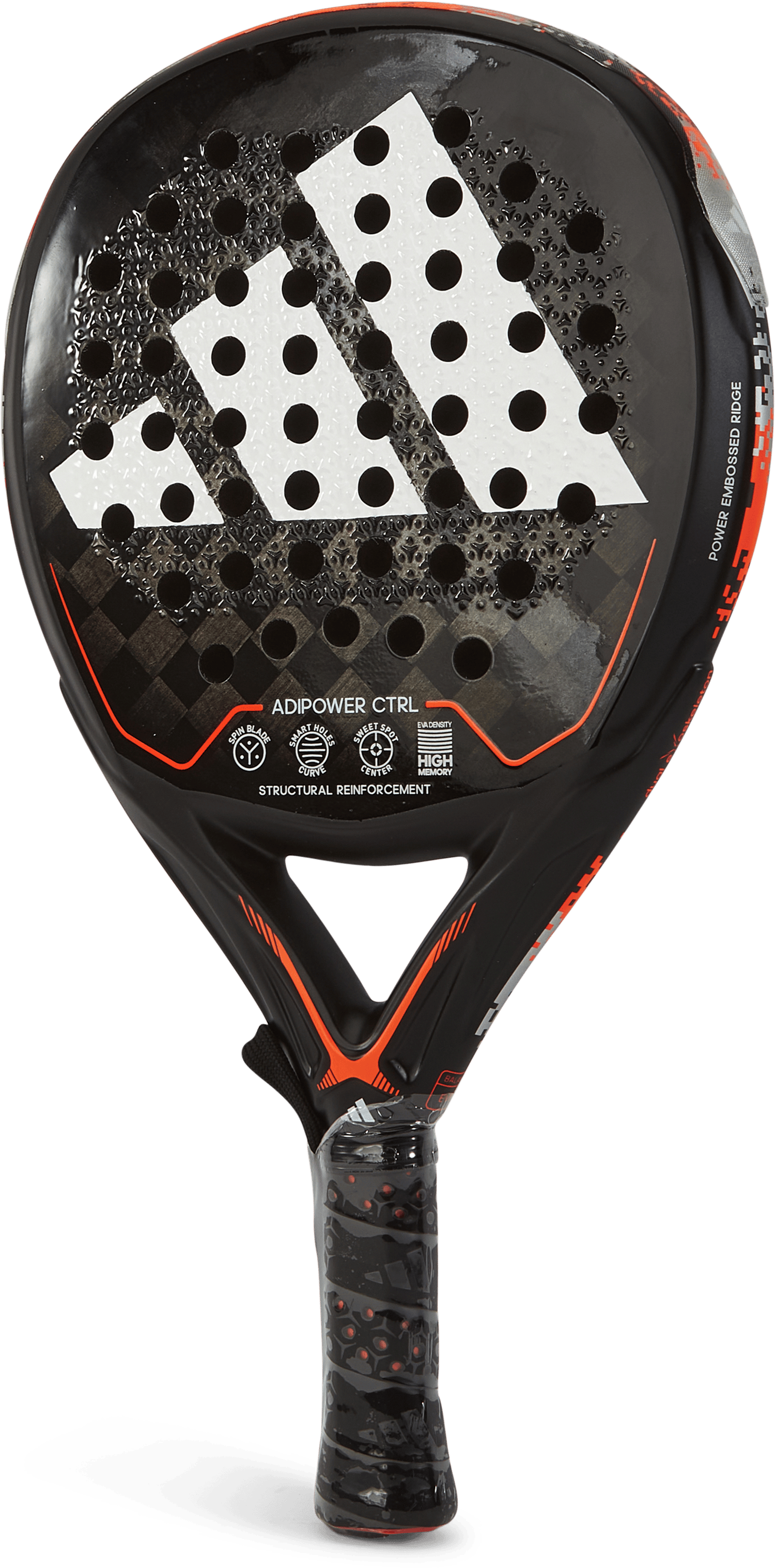 Adipower Ctrl 3.2 Black/orange, Unisex, Attrezzature, racchette, Padel, Nero, ONESIZE