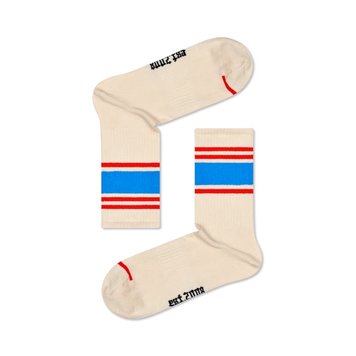 Blocked Stripe 3/4 Crew Sock 1700, Unisex, Odzież, Skarpety, Beżowy, 36-40