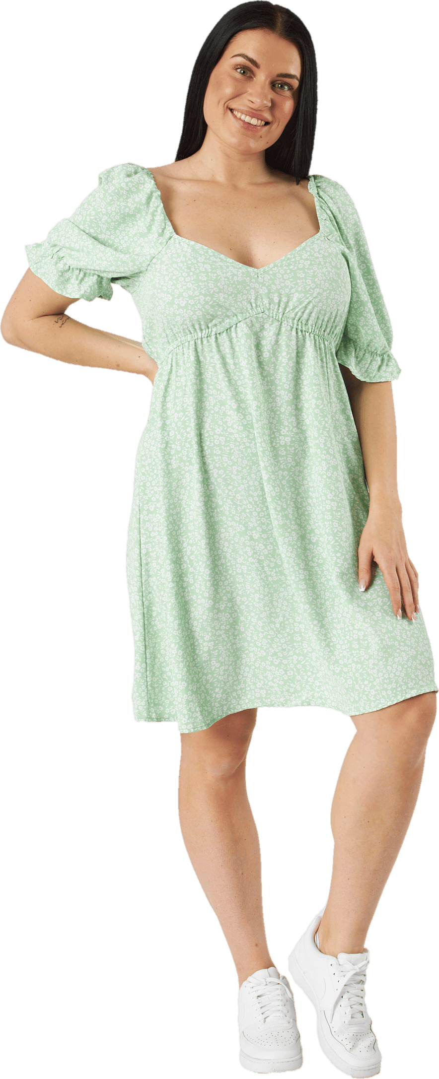 Vmeli Ss Short Dress Wvn Sprucestone, Female, Kläder, kjolar och klänningar, Grön, L