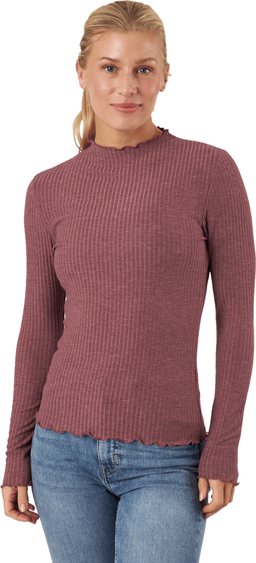 Emma L/s High Neck Top Noos Jr Rose Brown