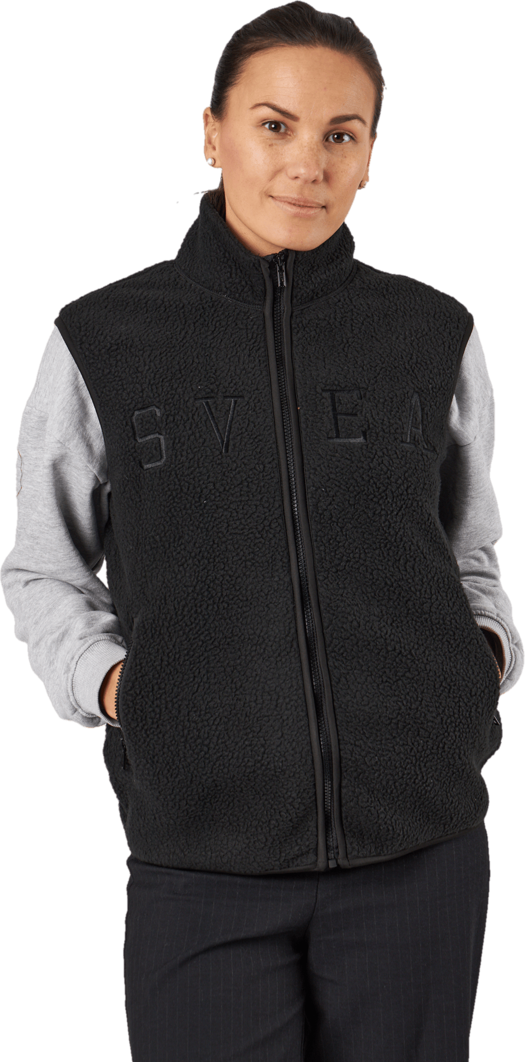 Teddy Pile Vest Black