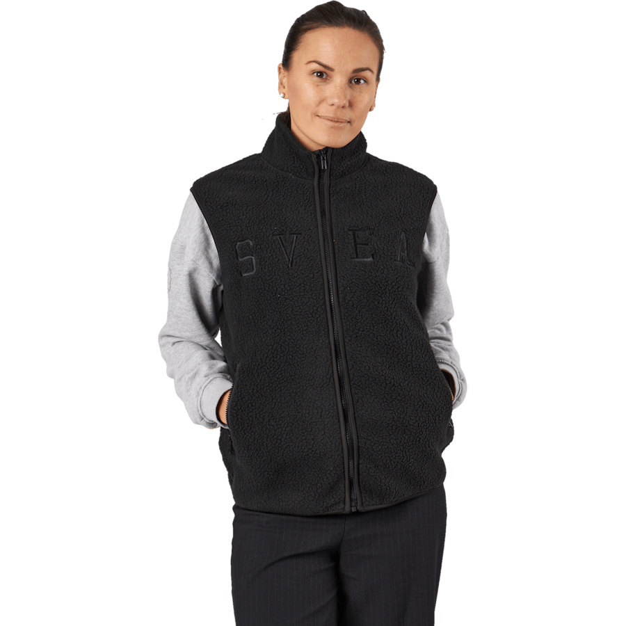 Teddy Pile Vest Black