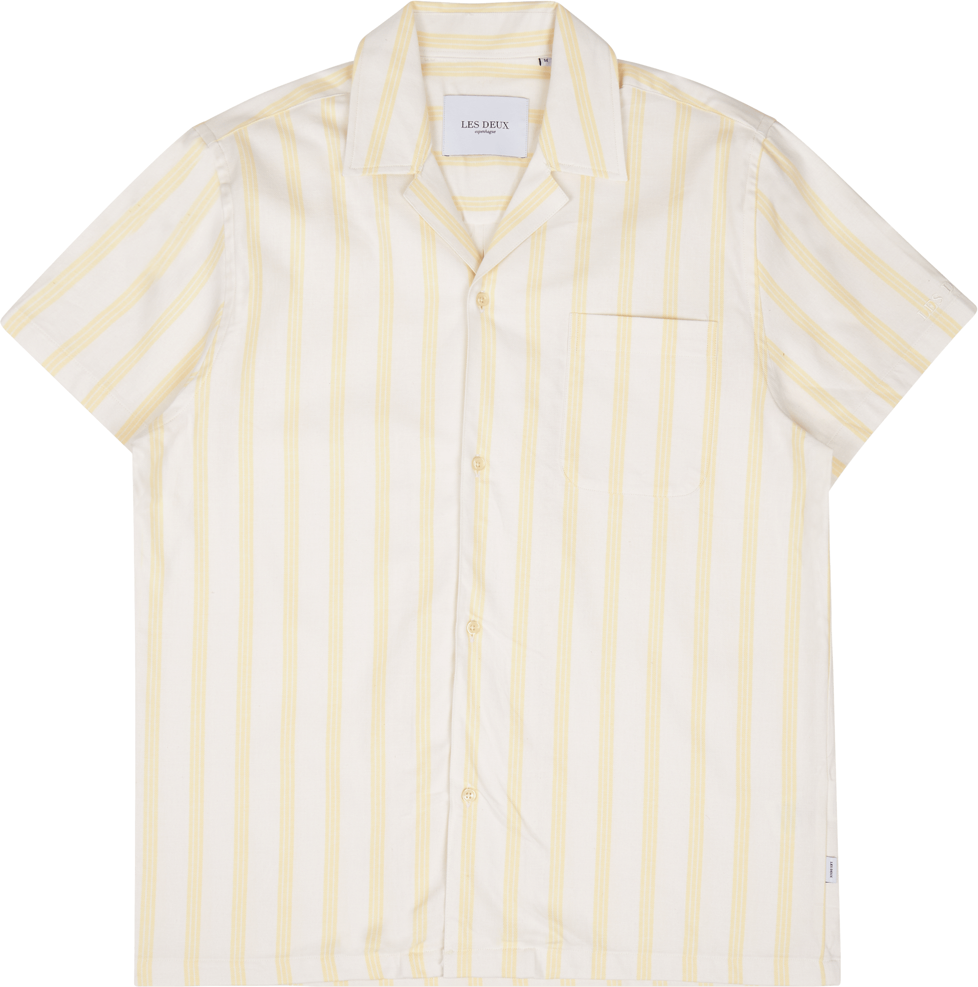 Les Deux Lawson Stripe Ss Shirt lemon Sorbet, Male, Apparels, Tops, White, XXL