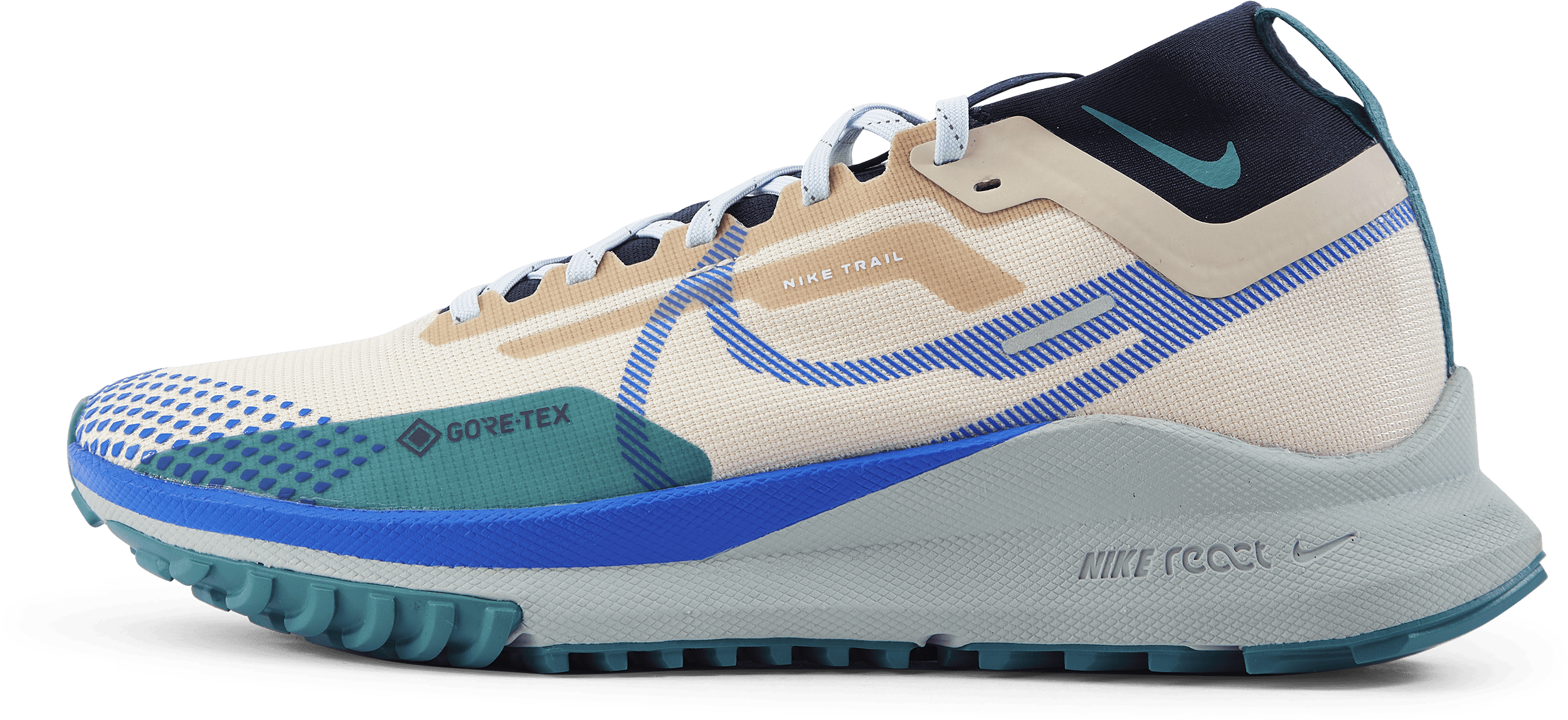 React Pegasus Trail 4 GORE-TEX Men's Waterproof Trail Running Shoes SANDDRIFT/RACER BLUE-OBSIDIAN, Male, Scarpe, Scarpe da corsa, In esecuzione, Multi colore, EU 42