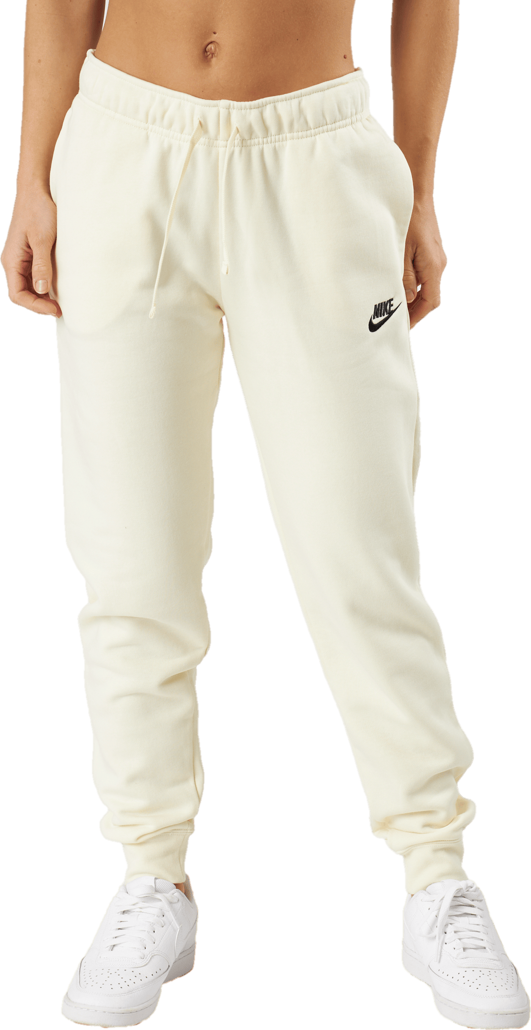 Sportswear Club Fleece Women's Mid-Rise Joggers COCONUT MILK/BLACK, Female, Kläder, Byxor, Beige, XS