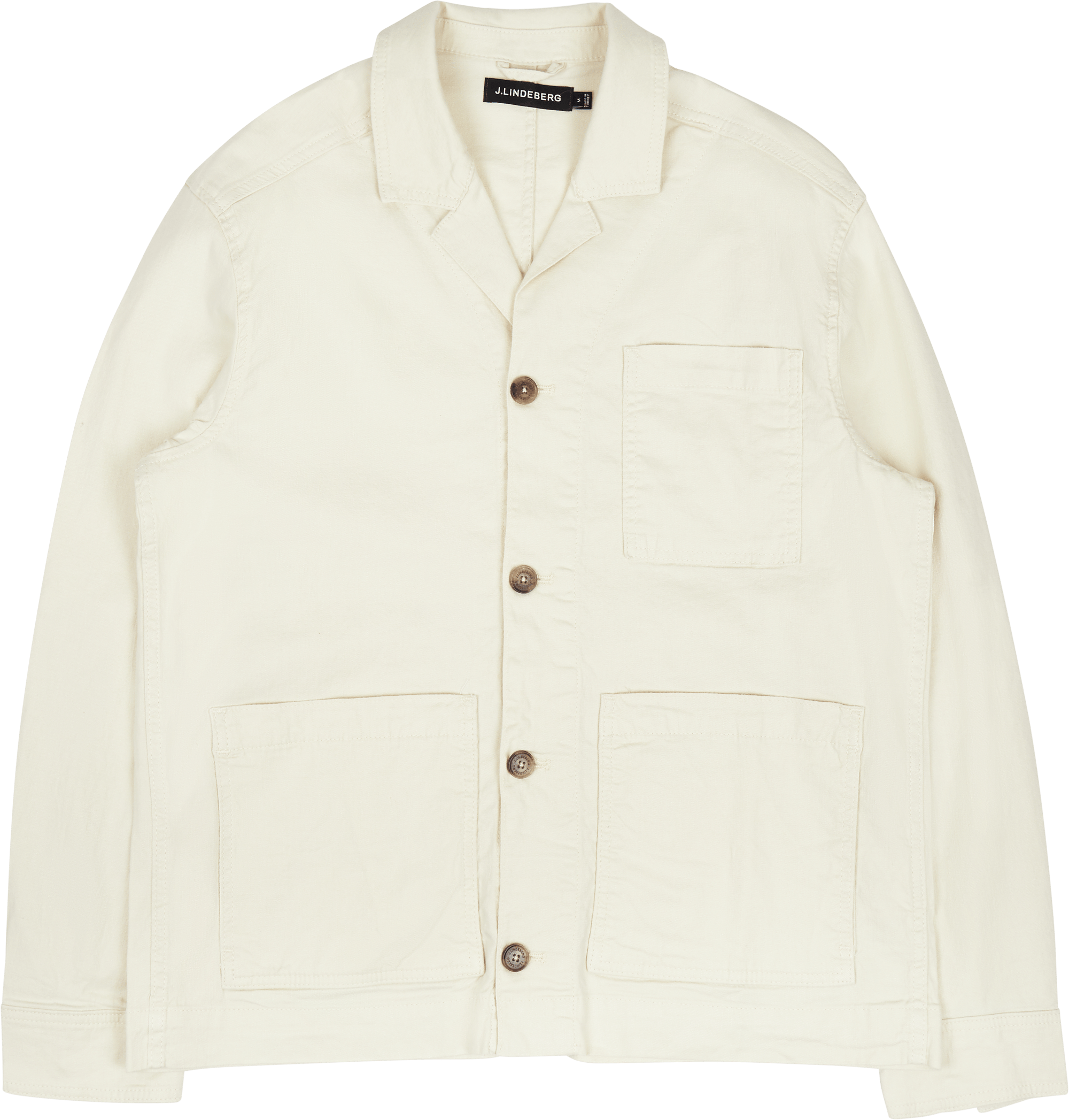J.Lindeberg Errol Linen Workwear Overshirt E026 Turtledove, Male, Apparels, Tops, White, L