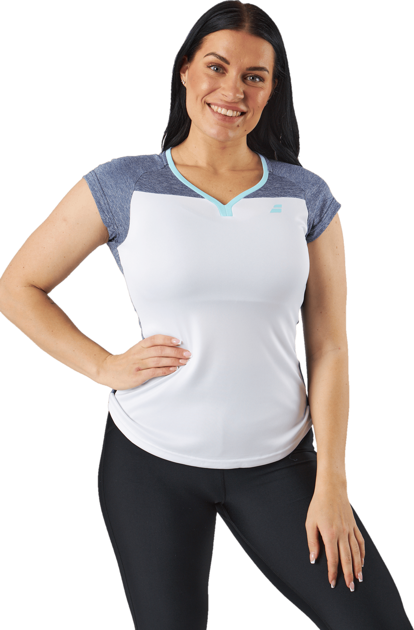 Cap Sleeve Top Play White Blue