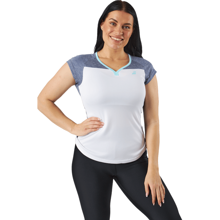 Cap Sleeve Top Play White Blue