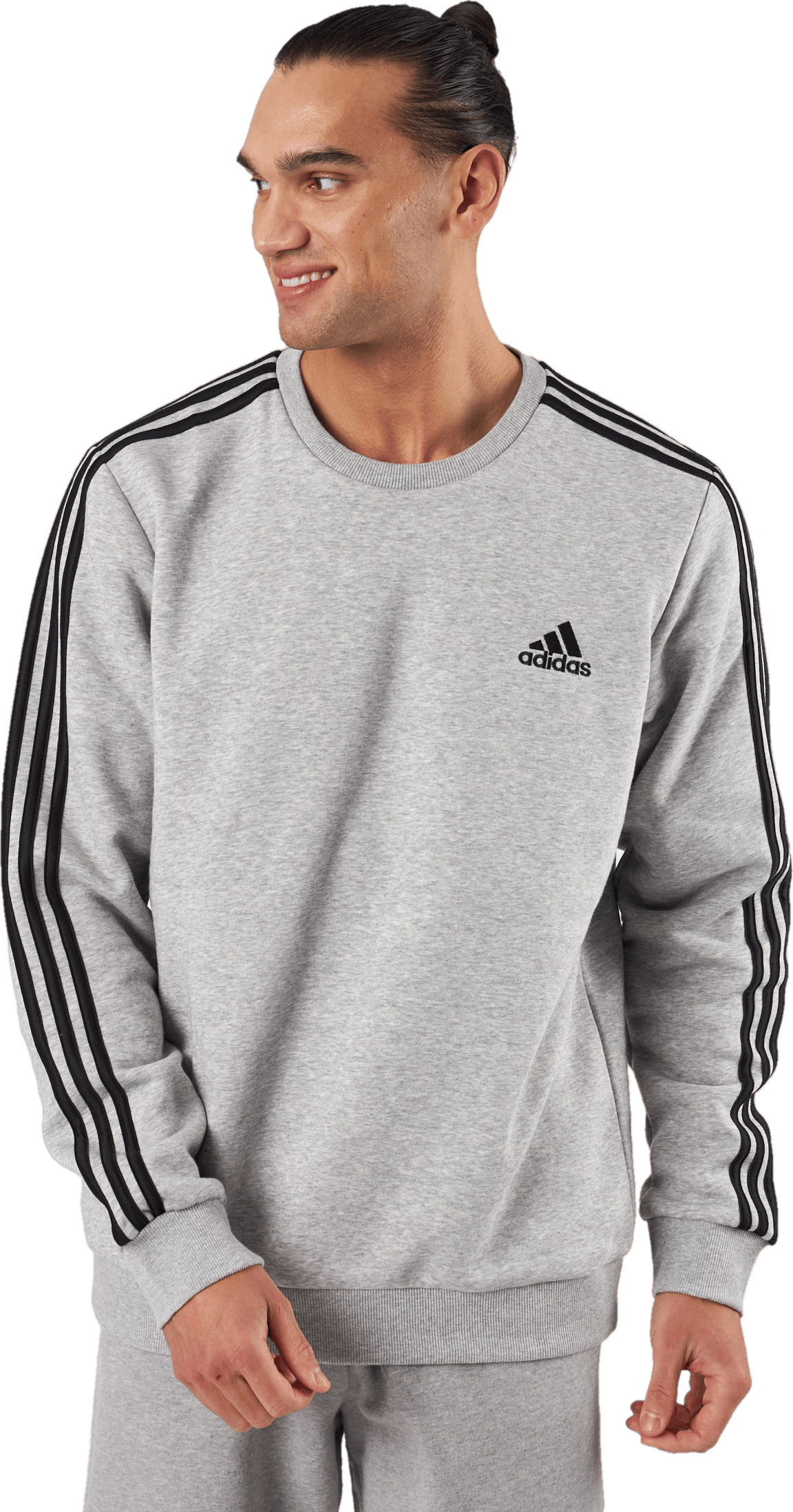 Essentials Fleece 3-Stripes Sweatshirt Medium Grey Heather, Male, Odevy, Košele, Šedá, XXL