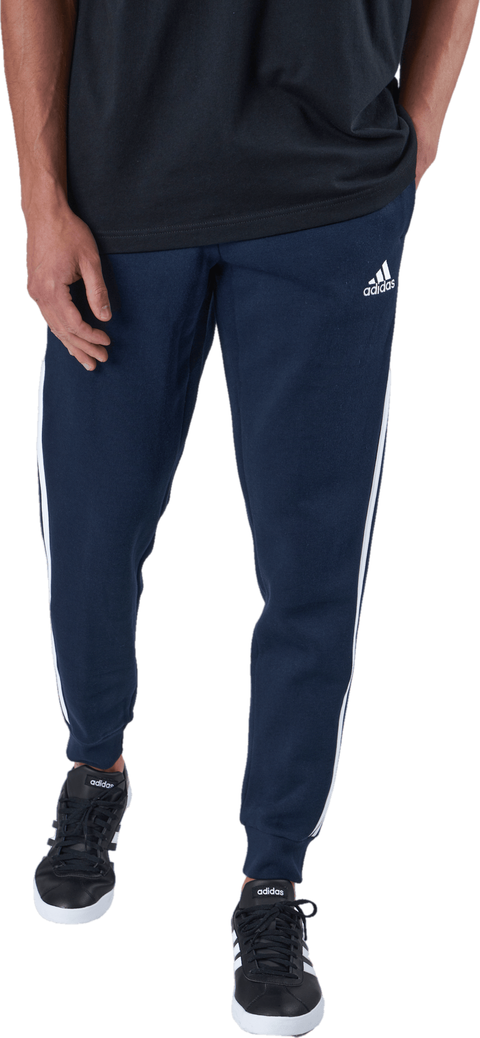 Essentials Fleece Fitted 3-Stripes Joggers Legend Ink - Bild 2