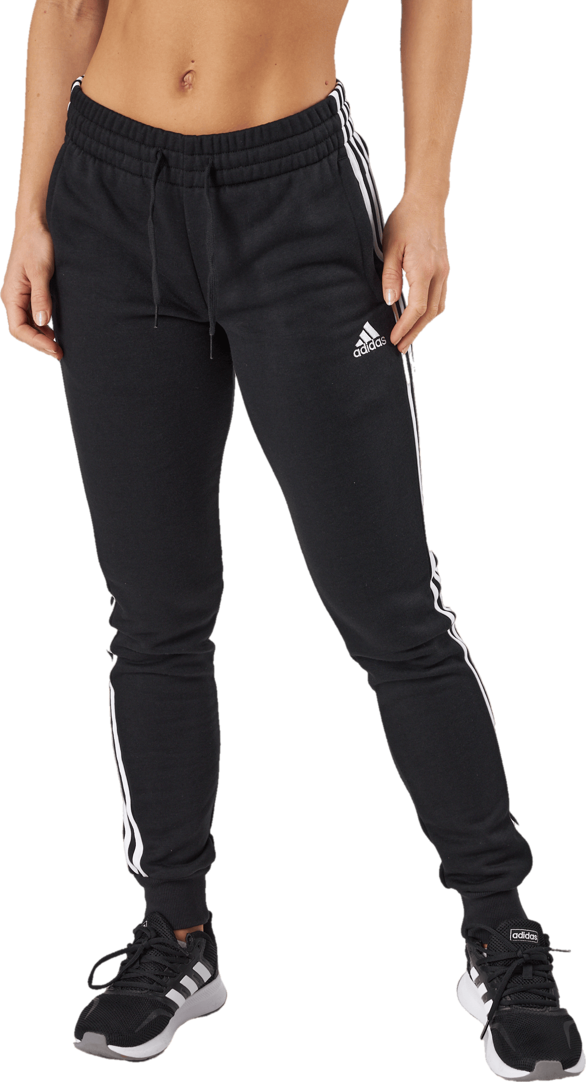 Essentials Fleece 3-Stripes Joggers Black, Female, Kläder, Byxor, Svart, M