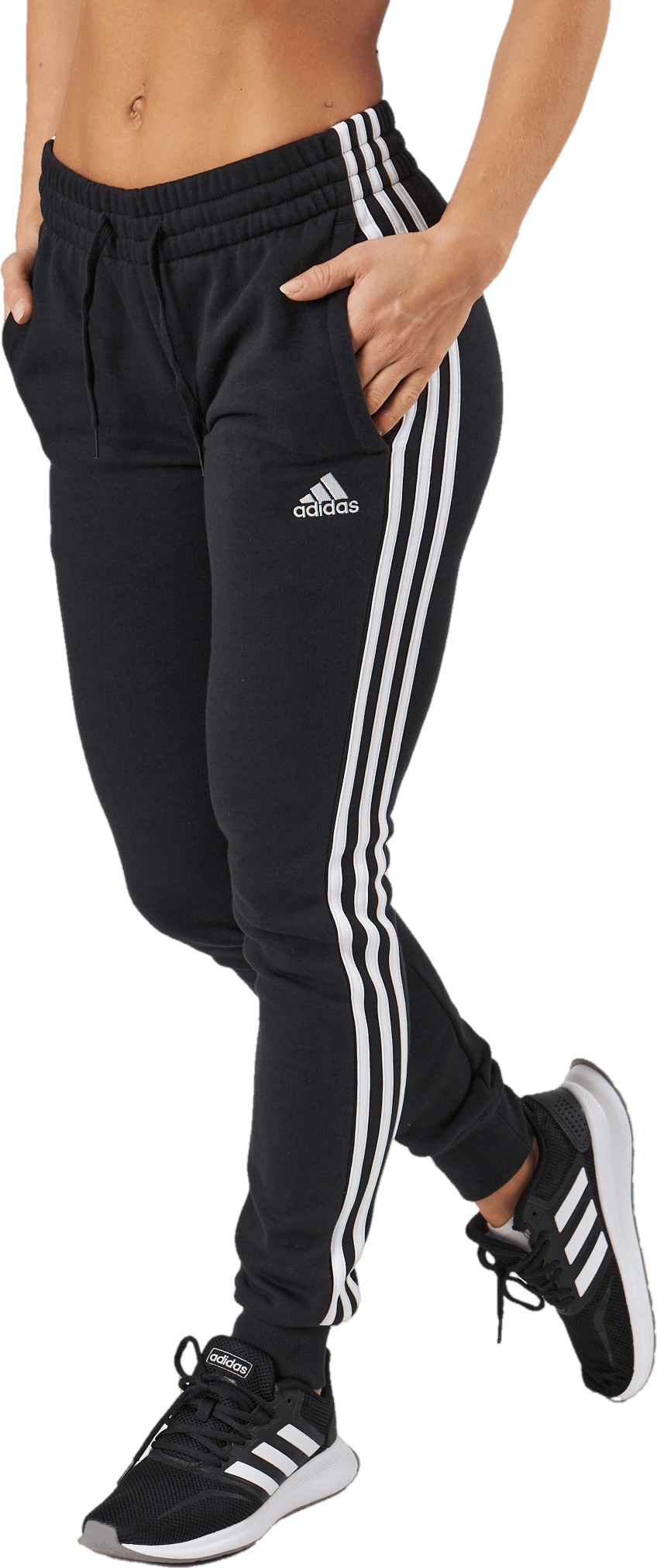Essentials Fleece 3-Stripes Joggers Black - Bild 2