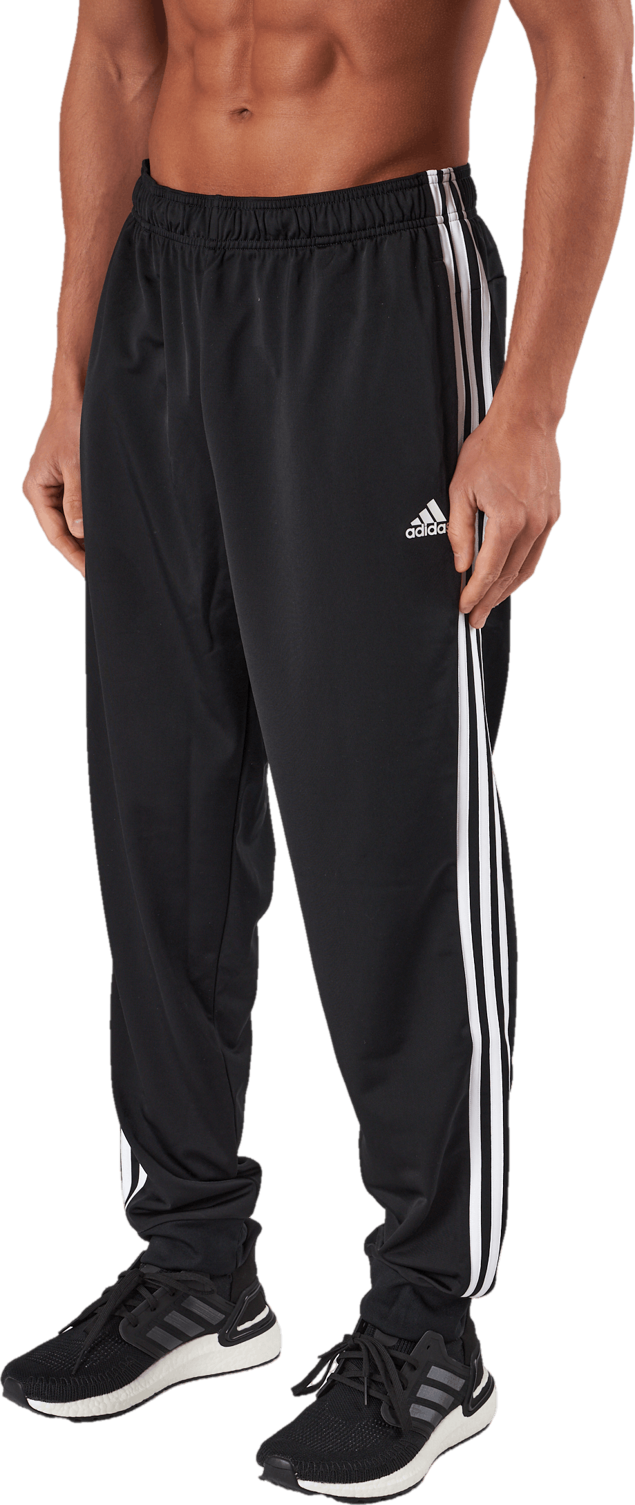 Essentials Warm-Up Tapered 3-Stripes Tracksuit Bottoms Black, Male, Apparels, Pants, Black, S