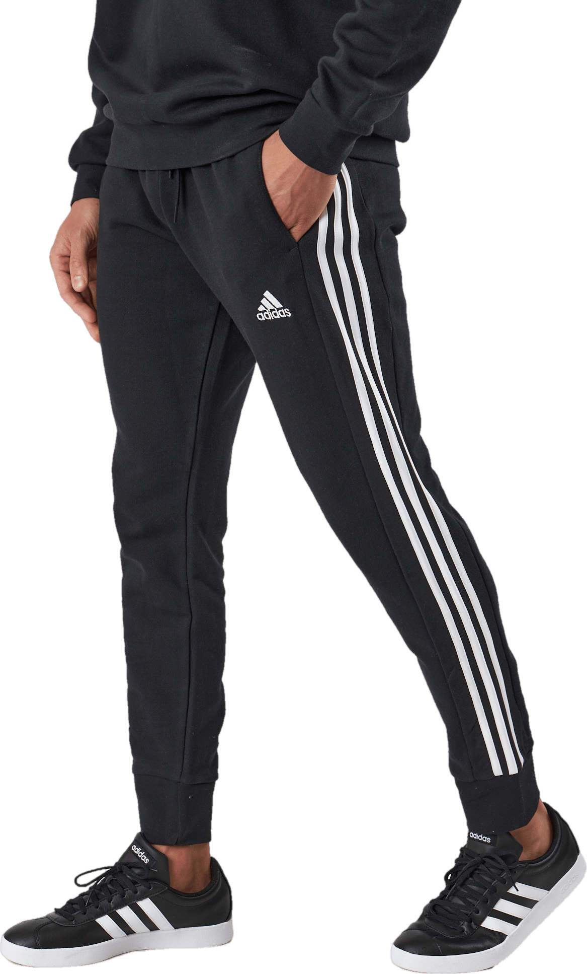 Essentials French Terry Tapered Cuff 3-Stripes Joggers Black - Bild 2