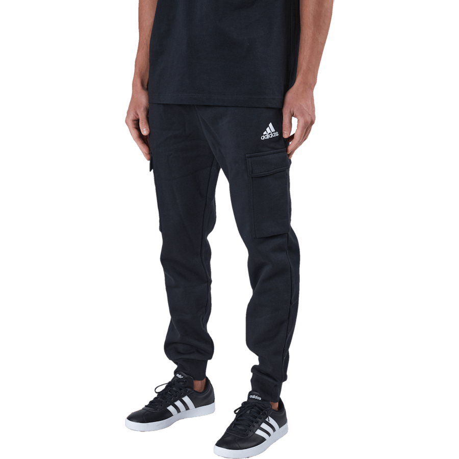 Essentials Fleece Regular Tapered Cargo Joggers Black