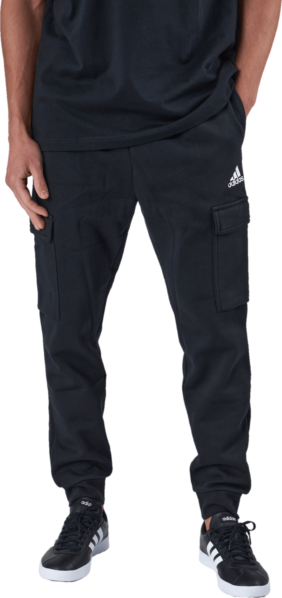 Essentials Fleece Regular Tapered Cargo Joggers Black - Bild 2