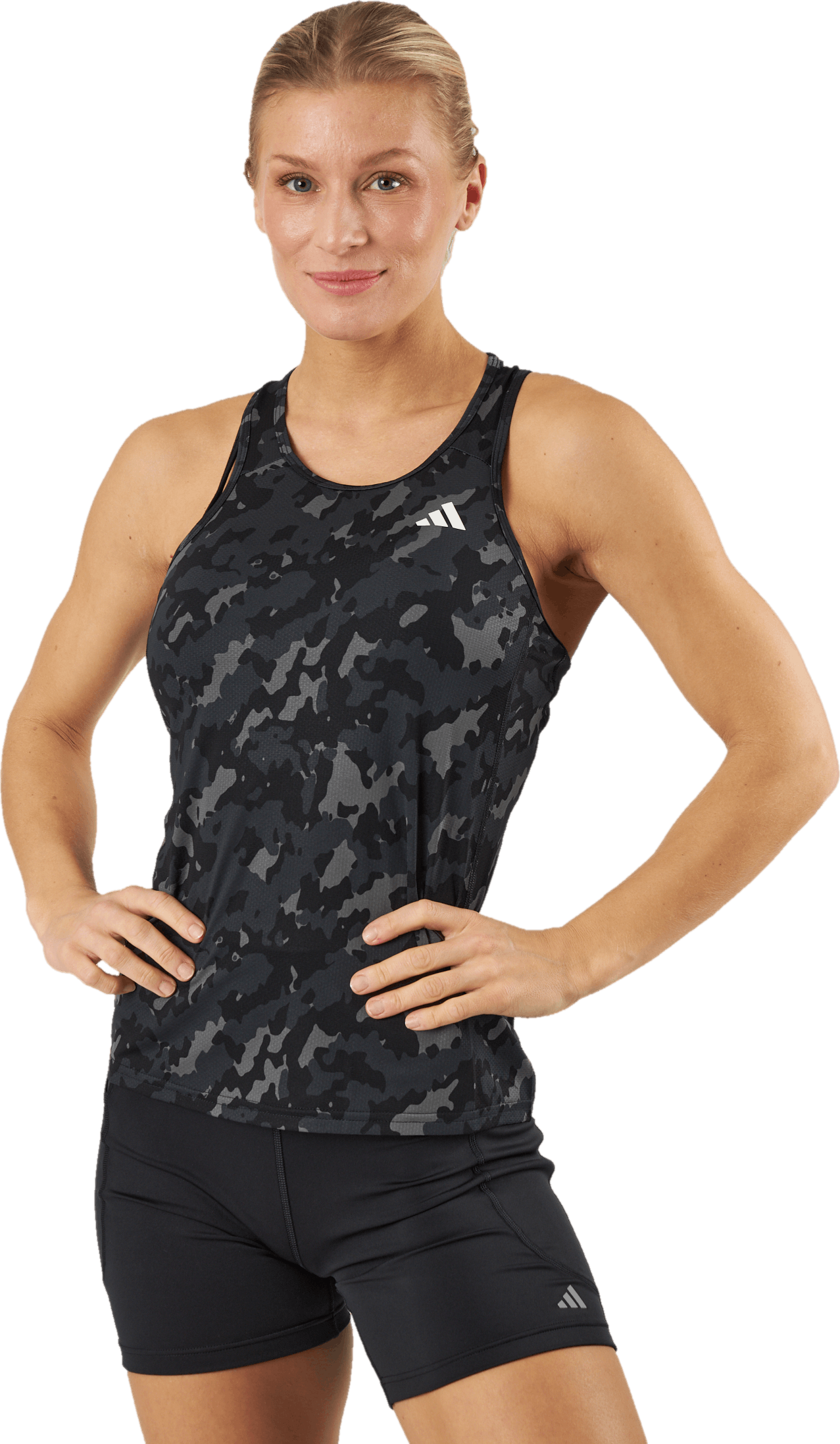Own the Run Camo Running Tank Top Black, Female, Apparels, Tops, Running, Black, XS
