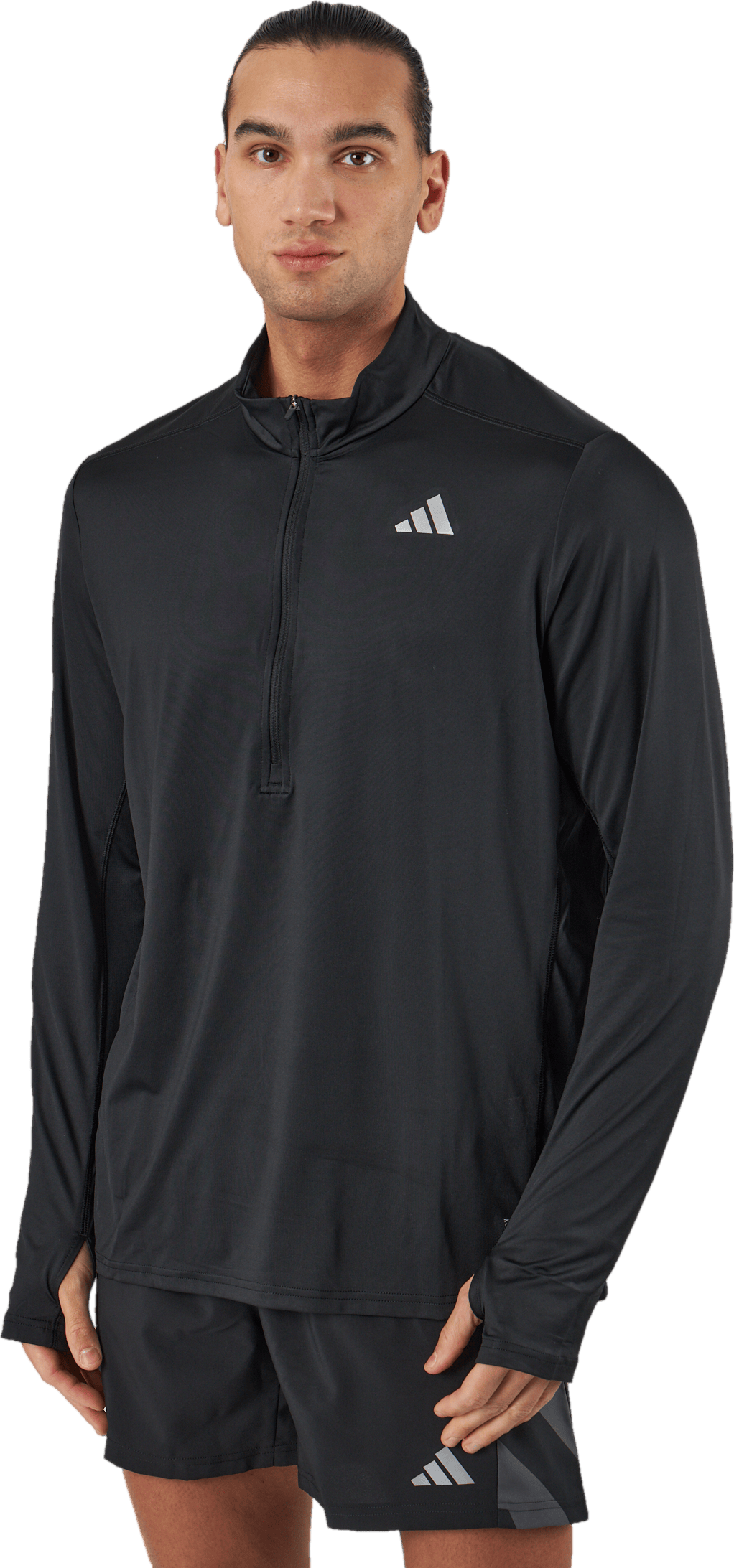 Own the Run 1/2 Zip Long-Sleeve Top Black, Male, Odevy, Košele, Beží, Čierna, M
