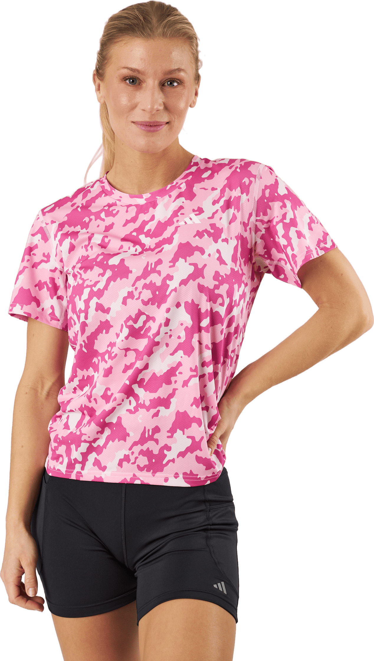 Own the Run Camo Running T-Shirt Clear Pink, Female, Odevy, Tričko, Beží, Ružová, M