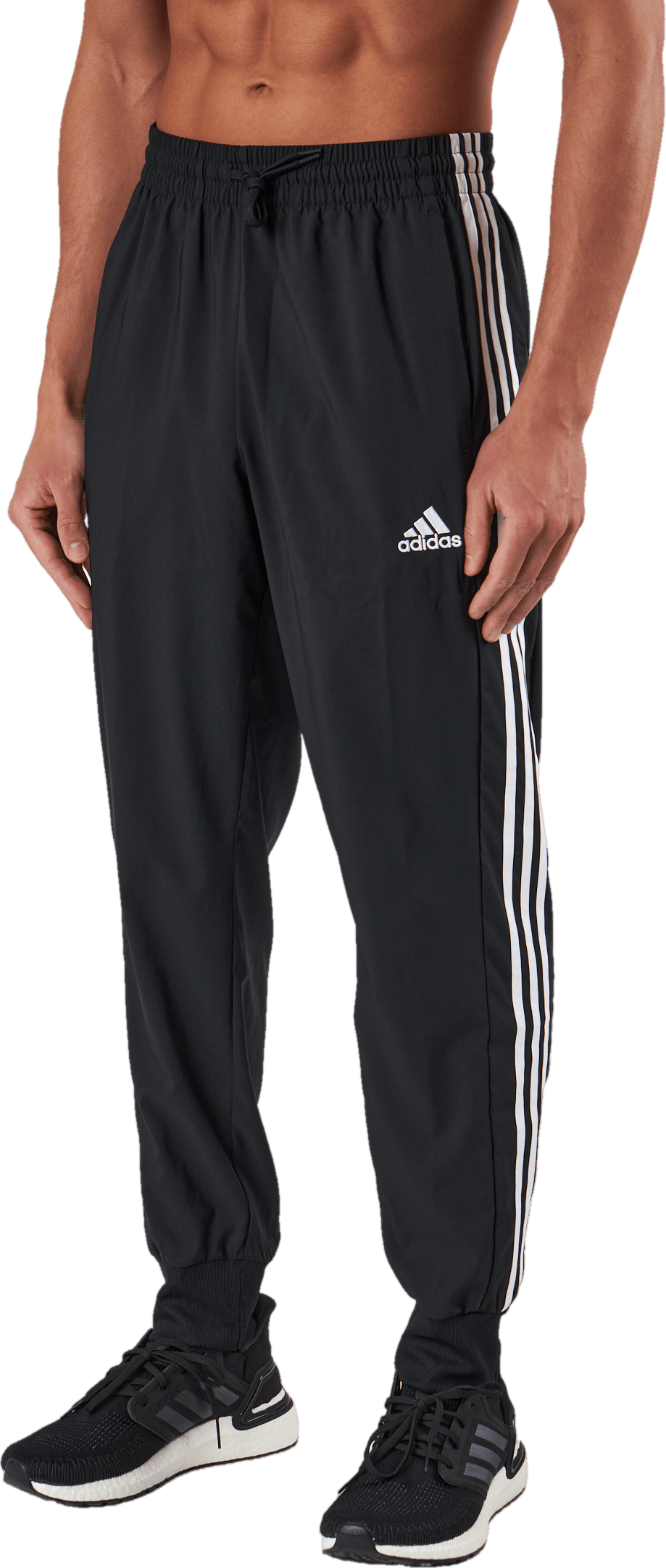 AEROREADY Essentials Tapered Cuff Woven 3-Stripes Joggers Black, Male, Kläder, Byxor, Svart, XXL