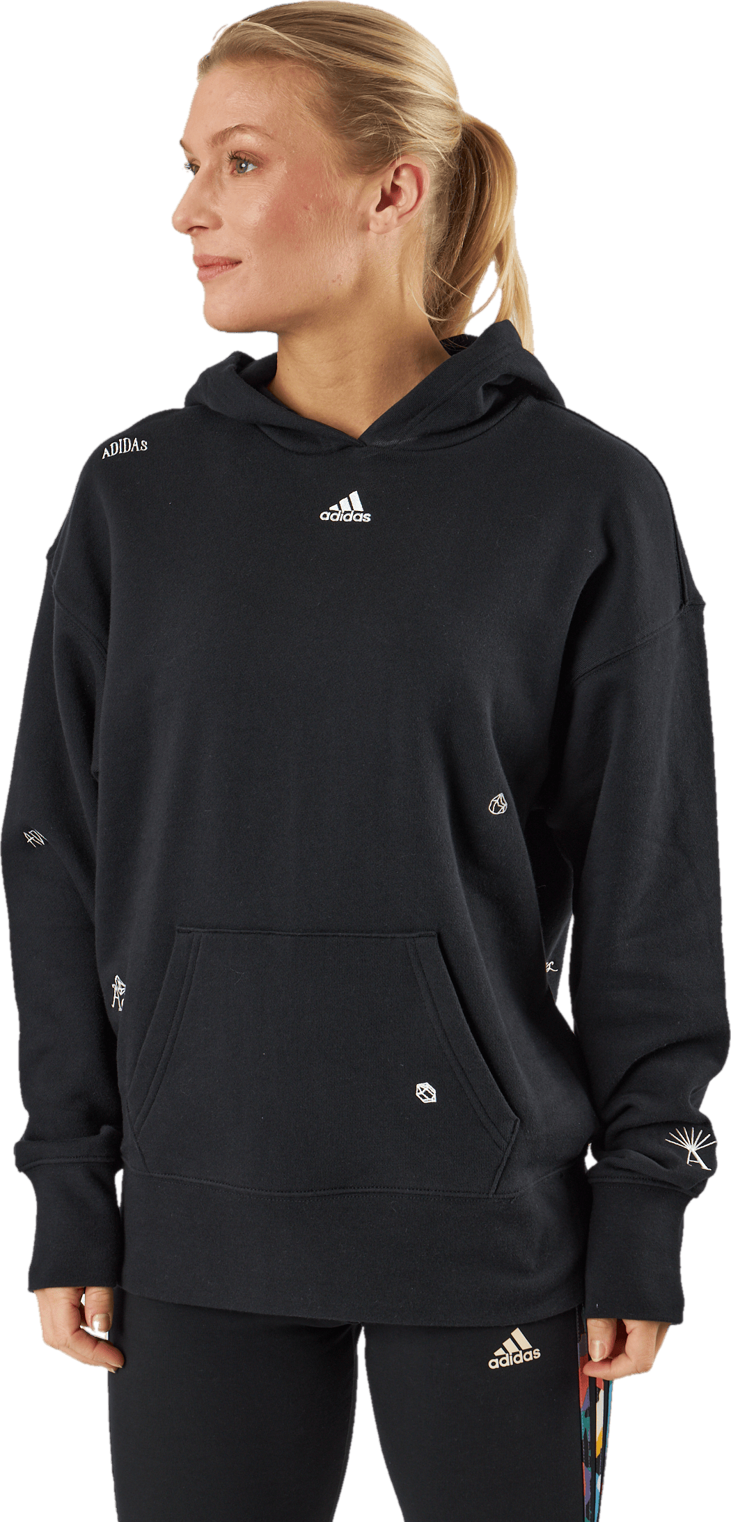 Relaxed Hoodie with Healing Crystals-Inspired Graphics Black - Bild 2