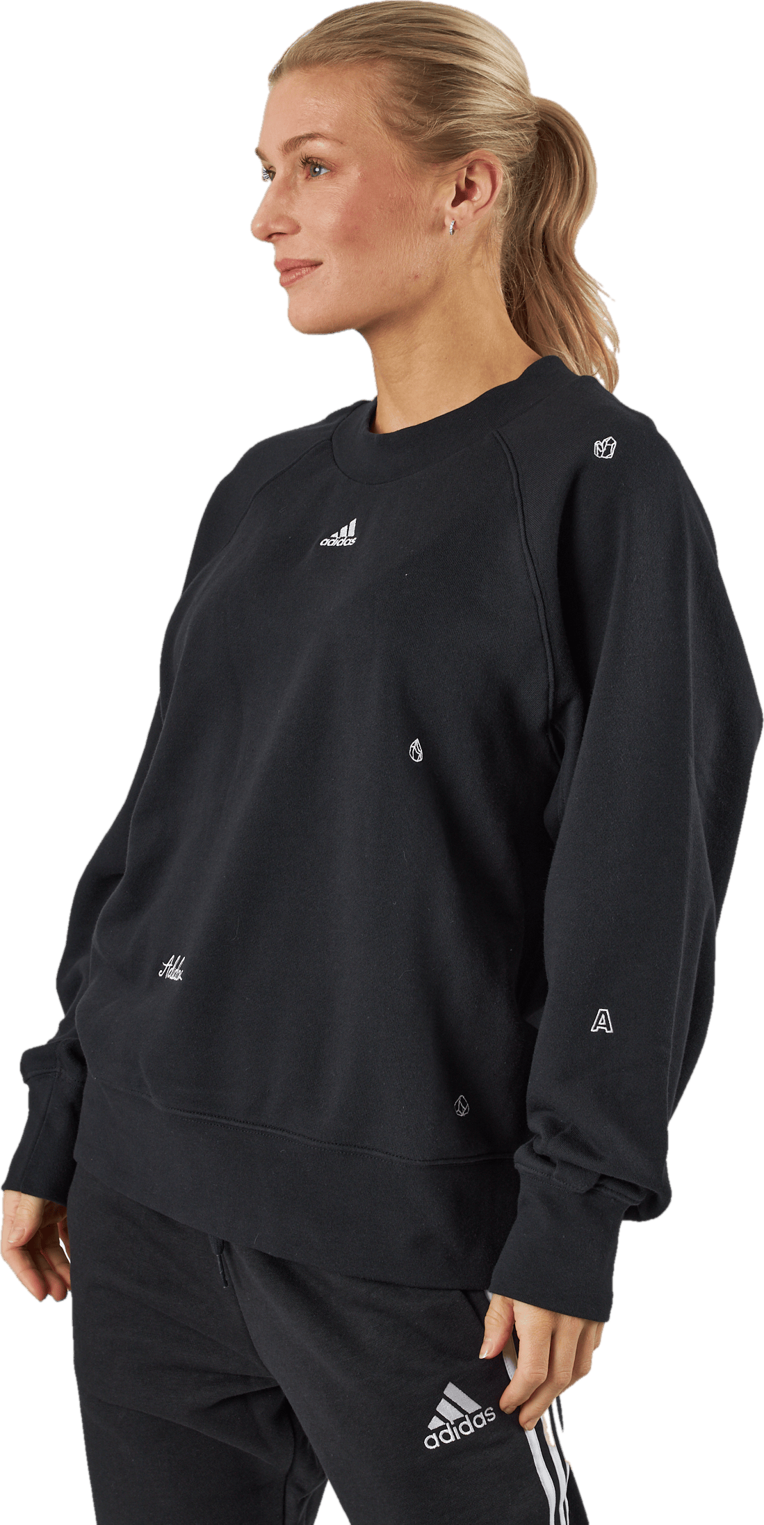 Oversized Crewneck Sweatshirt with Healing Crystal-Inspired Graphics Black - Bild 2