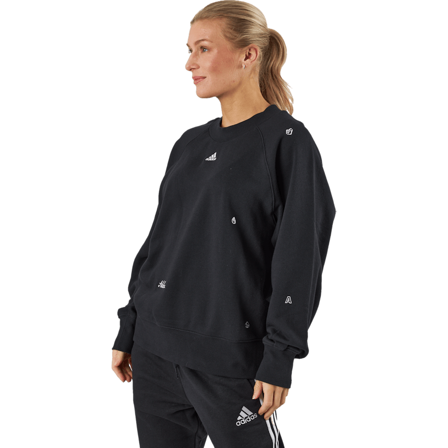 Oversized Crewneck Sweatshirt with Healing Crystal-Inspired Graphics Black - Bild 2