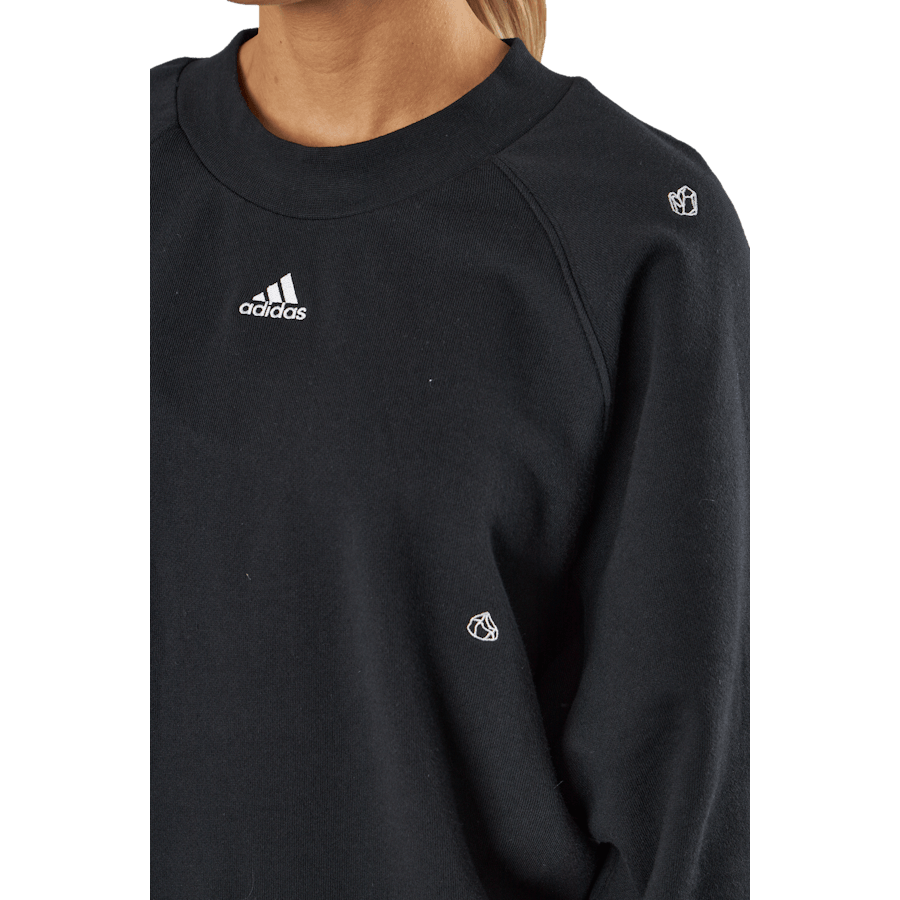 Oversized Crewneck Sweatshirt with Healing Crystal-Inspired Graphics Black - Bild 4