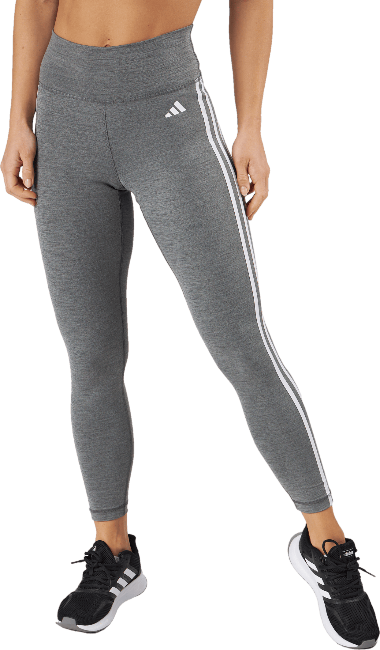 Train Essentials 3-Stripes High-Waisted 7/8 Leggings Dark Grey Heather