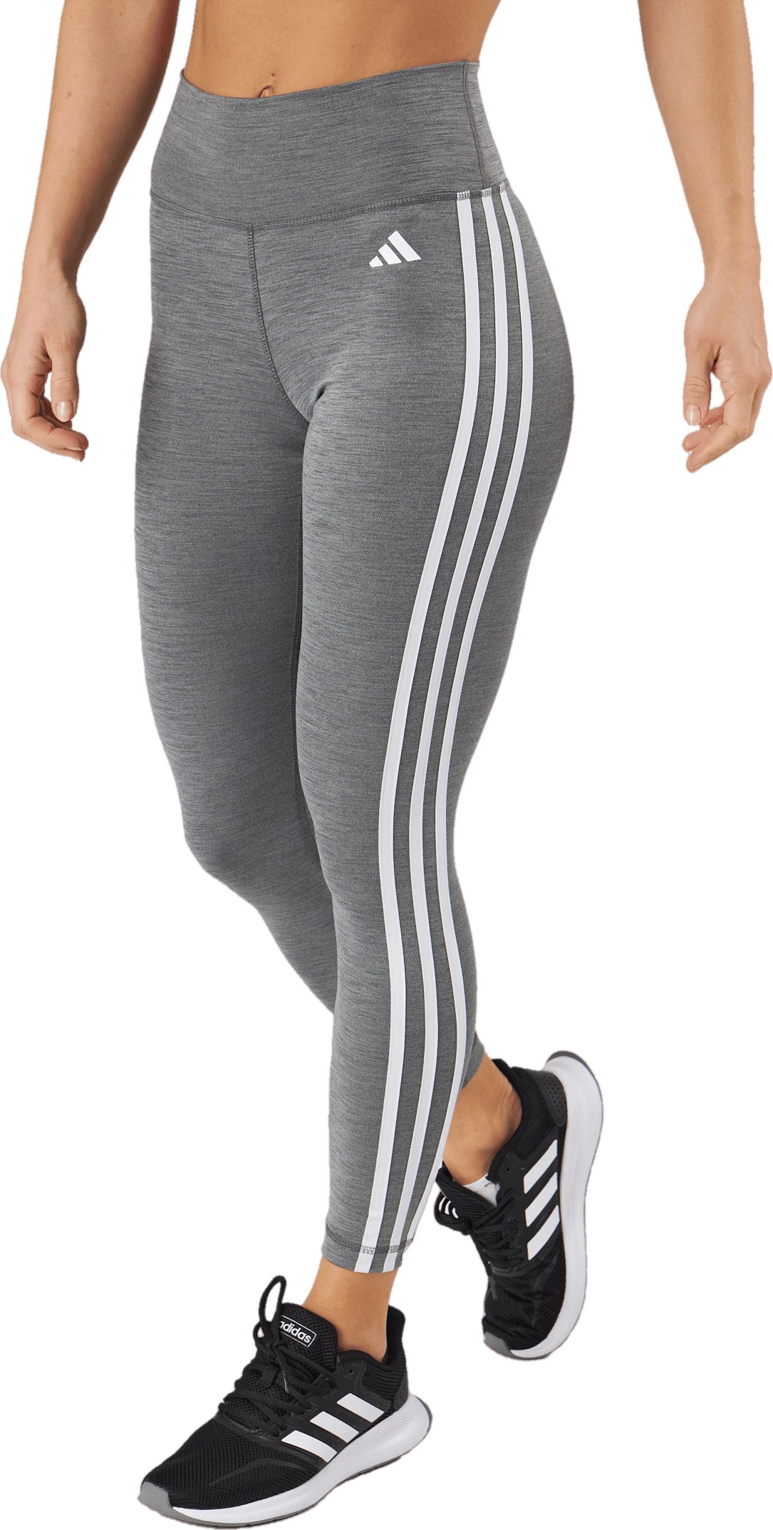 Train Essentials 3-Stripes High-Waisted 7/8 Leggings Dark Grey Heather - Bild 2