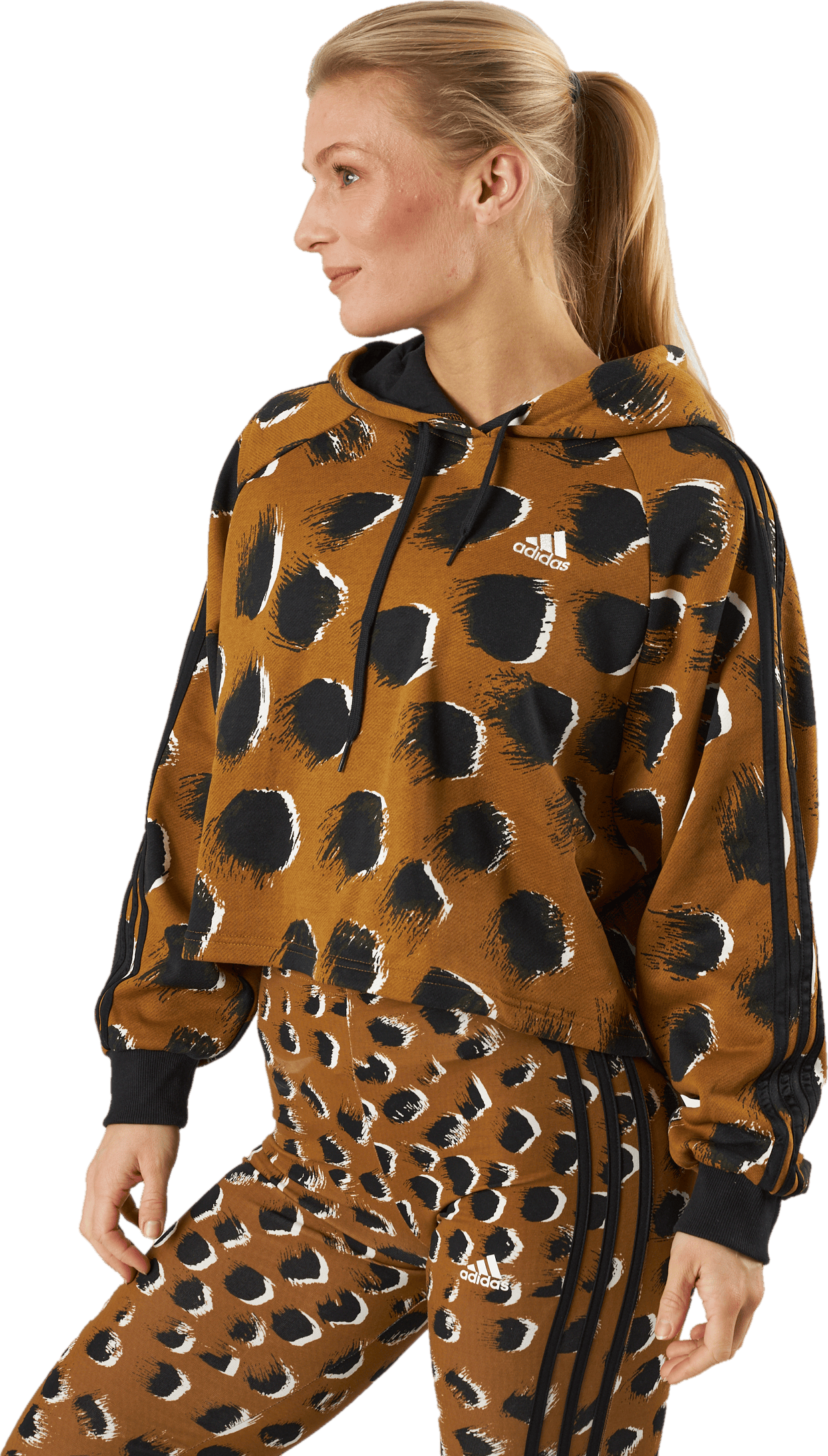 Essentials 3-Stripes Animal Print Hoodie Brostr/Multco/Black - Bild 2