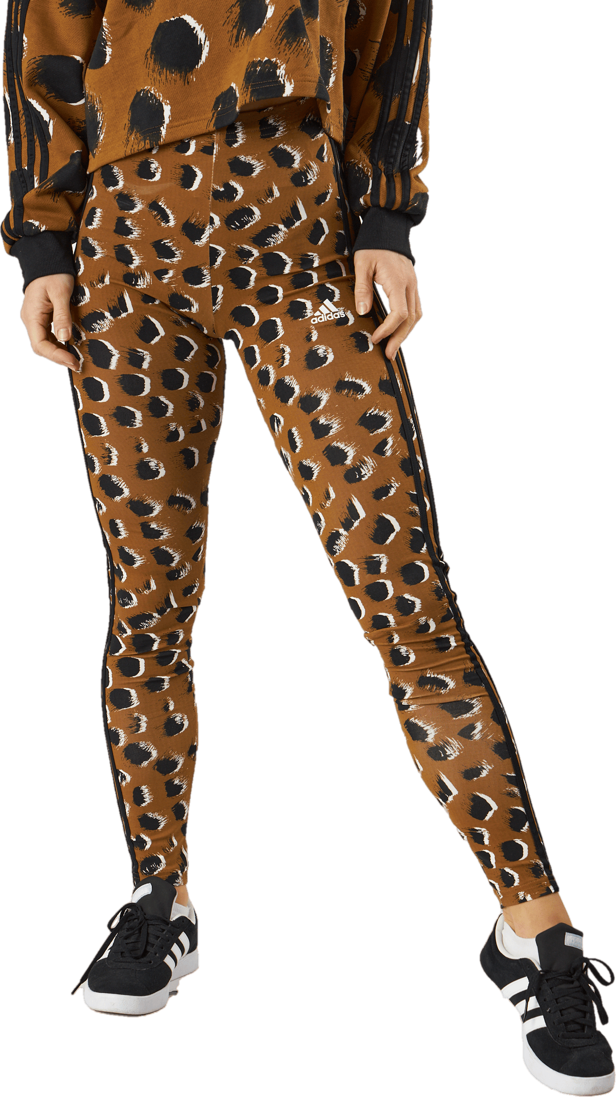 Essentials 3-Stripes Animal Print Leggings Brostr/Multco/Black