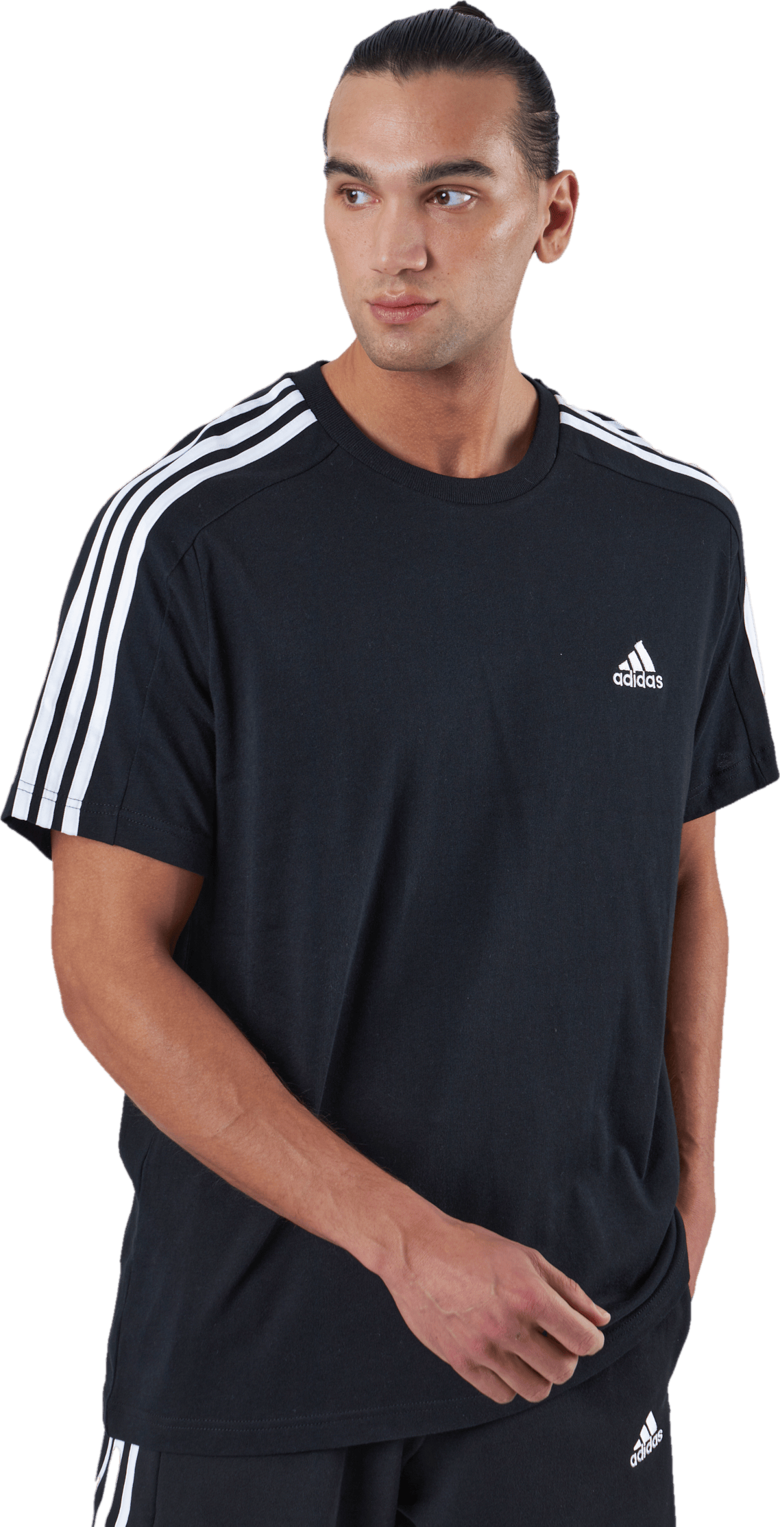 Essentials Single Jersey 3-Stripes T-Shirt Black - Bild 2
