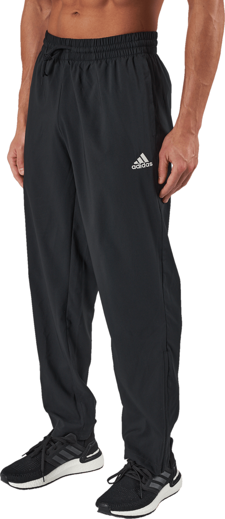 AEROREADY Essentials Stanford Open Hem Embroidered Small Logo Tracksuit Bottoms Black, Male, Apparels, Pants, Black, XL