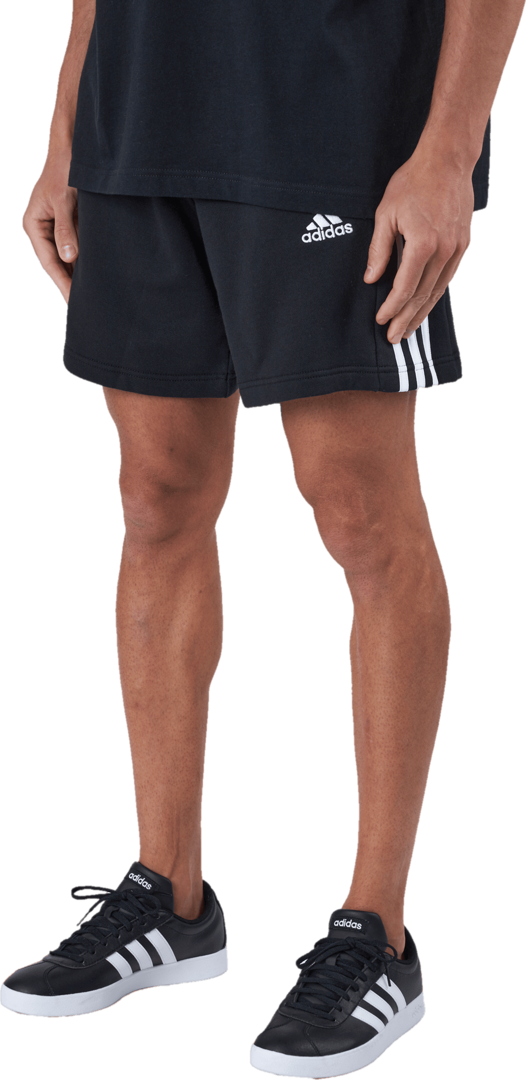 Essentials French Terry 3-Stripes Shorts Black, Male, Vaatteet, Shortsit, Musta, S