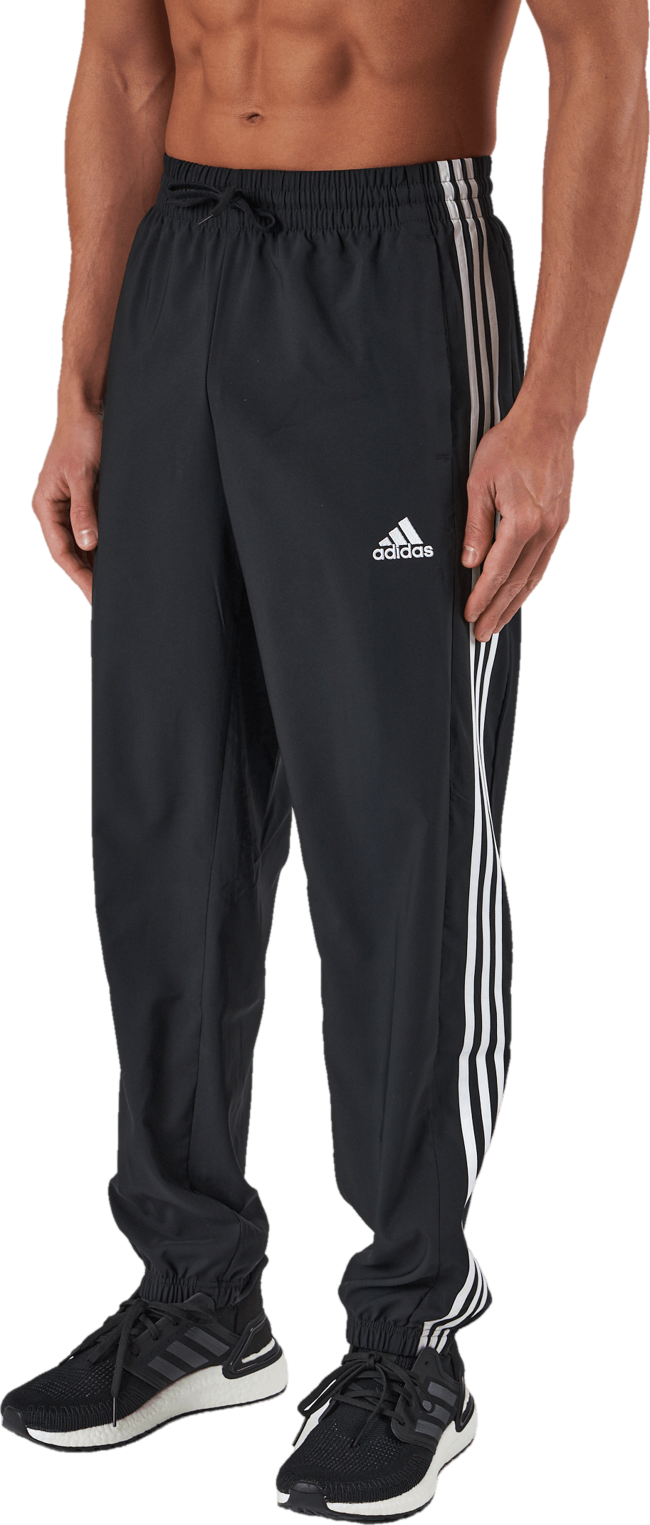 AEROREADY Essentials Elastic Cuff Woven 3-Stripes Tracksuit Bottoms Black, Male, Apparels, tracksuits & sets, Black, M