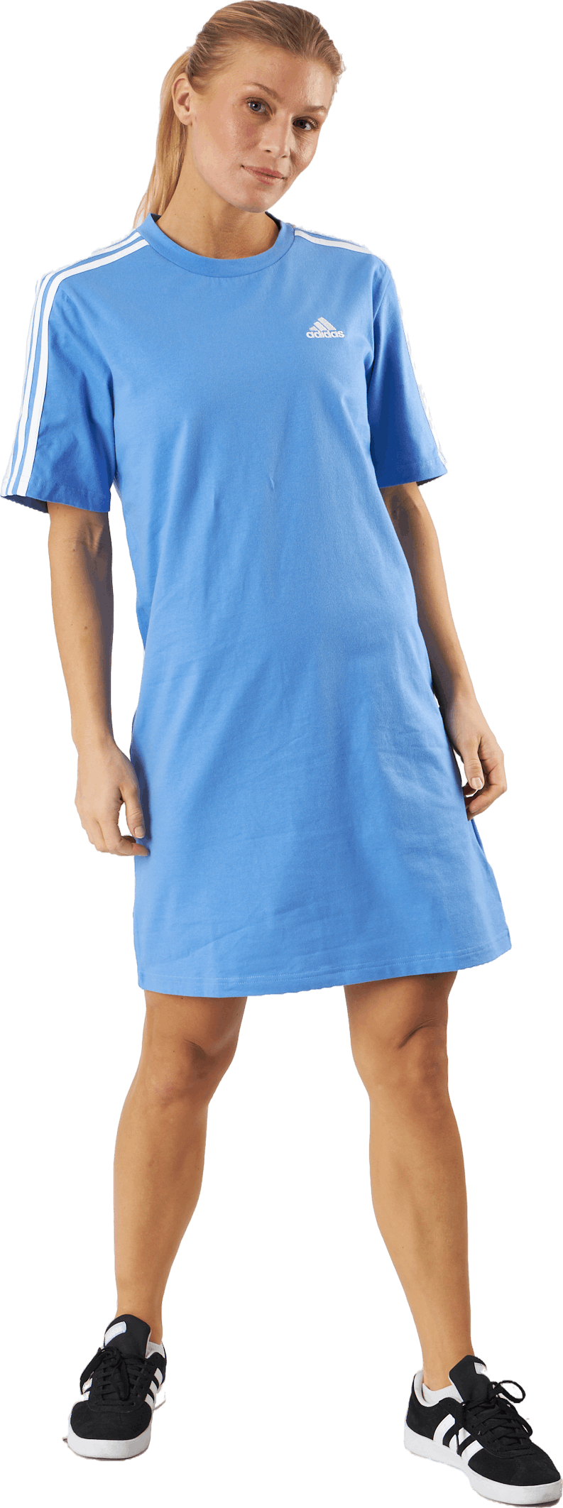 Essentials 3-Stripes Single Jersey Boyfriend Tee Dress Blufus/White, Female, Apparels, skirts & dresses, Blue, L