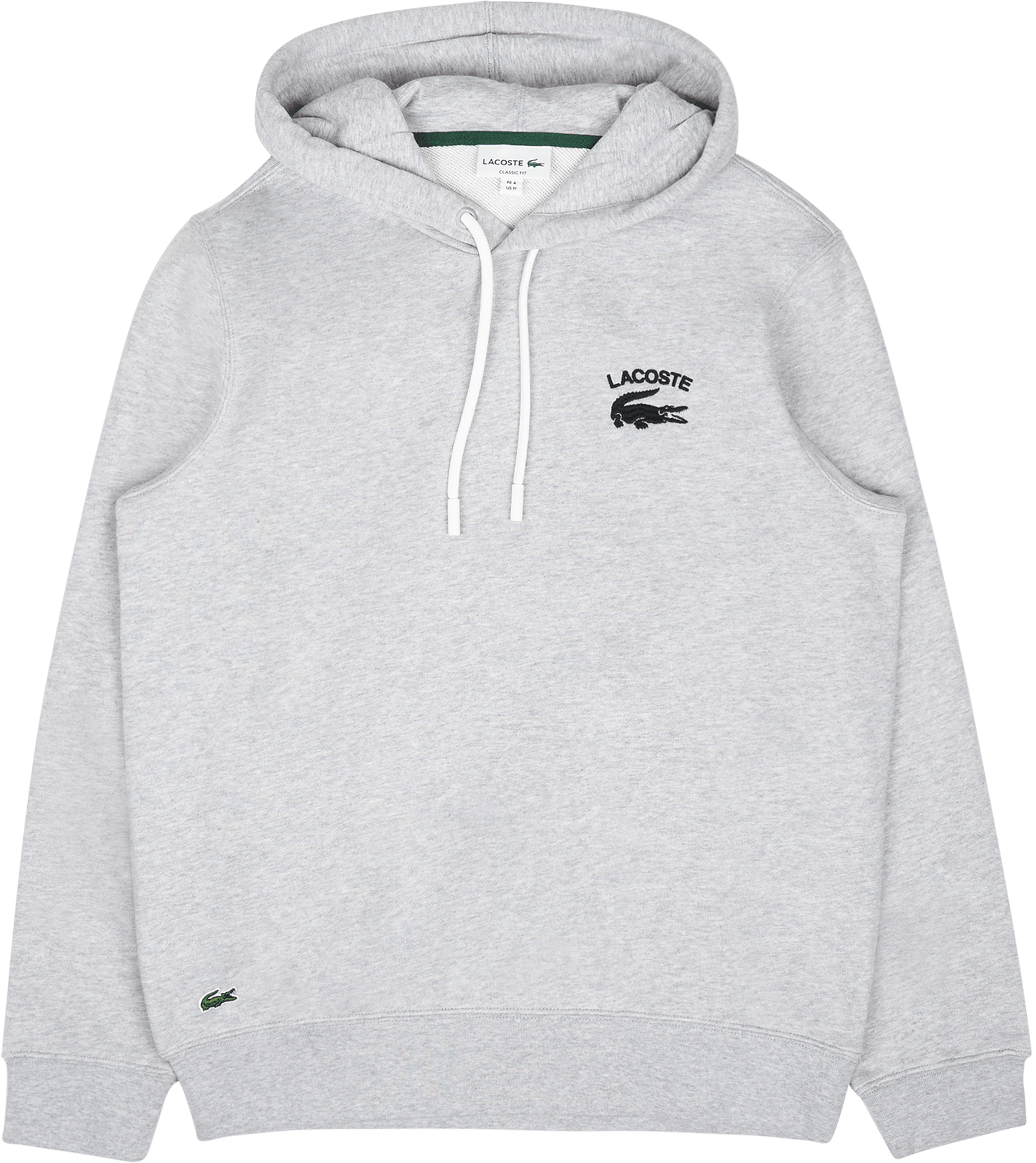 Lacoste Classic Fit Solid Hooded Sweat Silver Chine