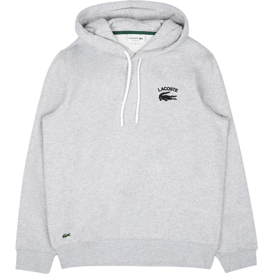 Lacoste Classic Fit Solid Hooded Sweat Silver Chine