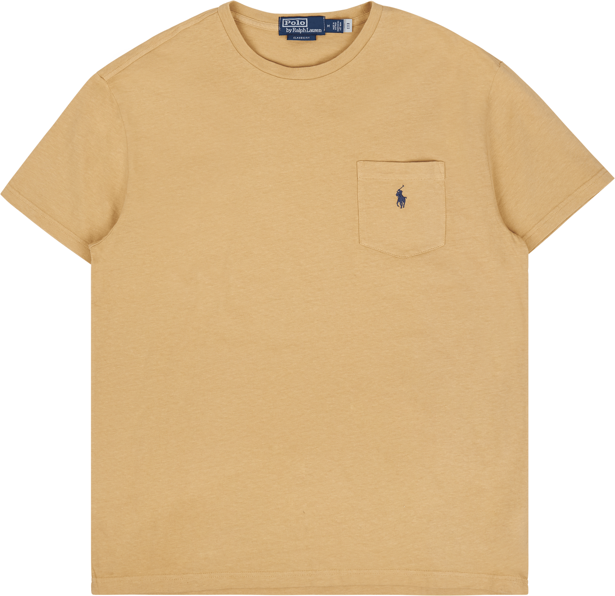Classic Fit Cotton-Linen Pocket T-Shirt Vintage Khaki