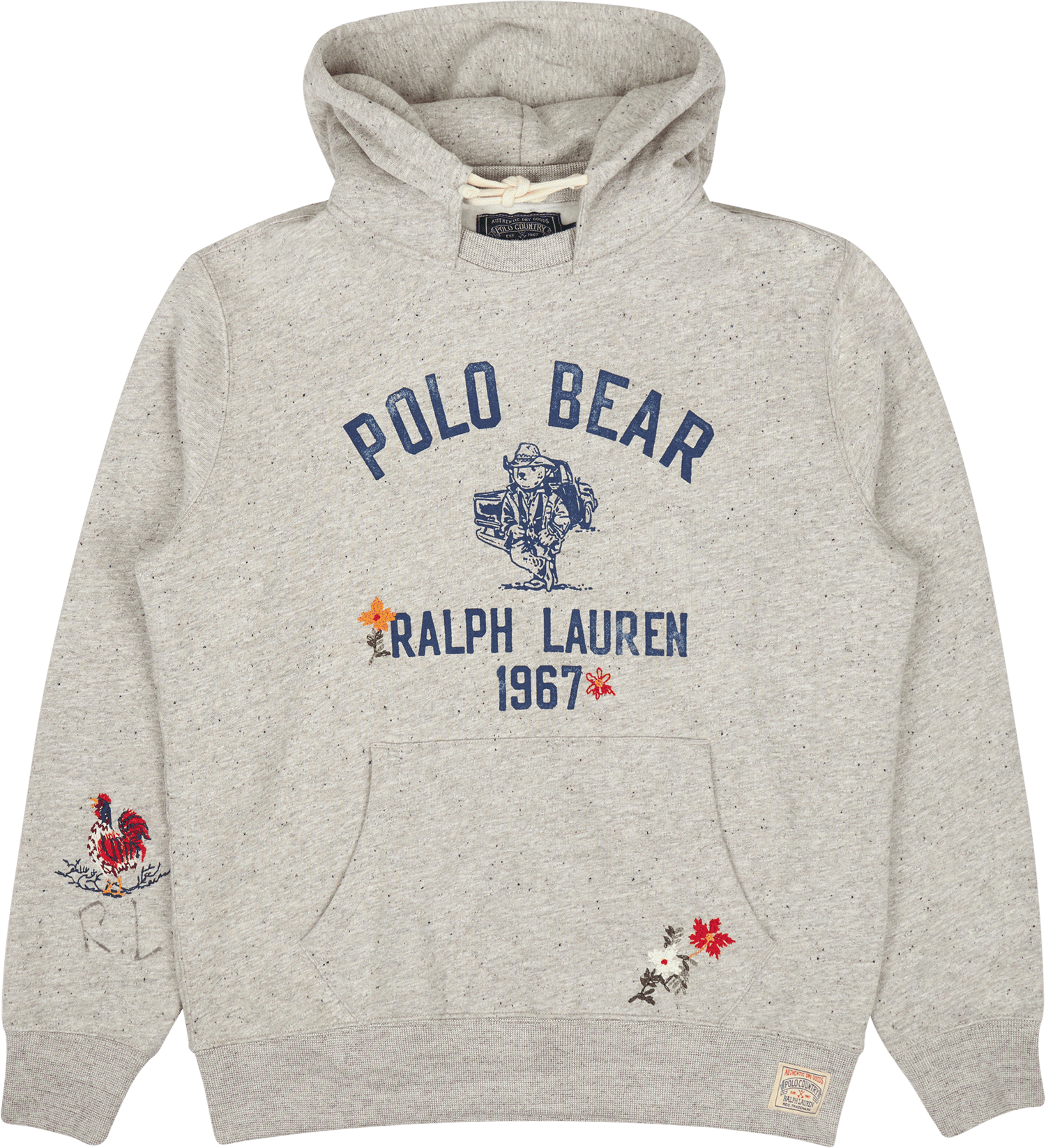 Polo Bear Fleece Hooded Sweatshirt Brooklyn Htr/Dark Vintage Htr, Male, Aparelhos, moletons e camisolas, Cinzento, L