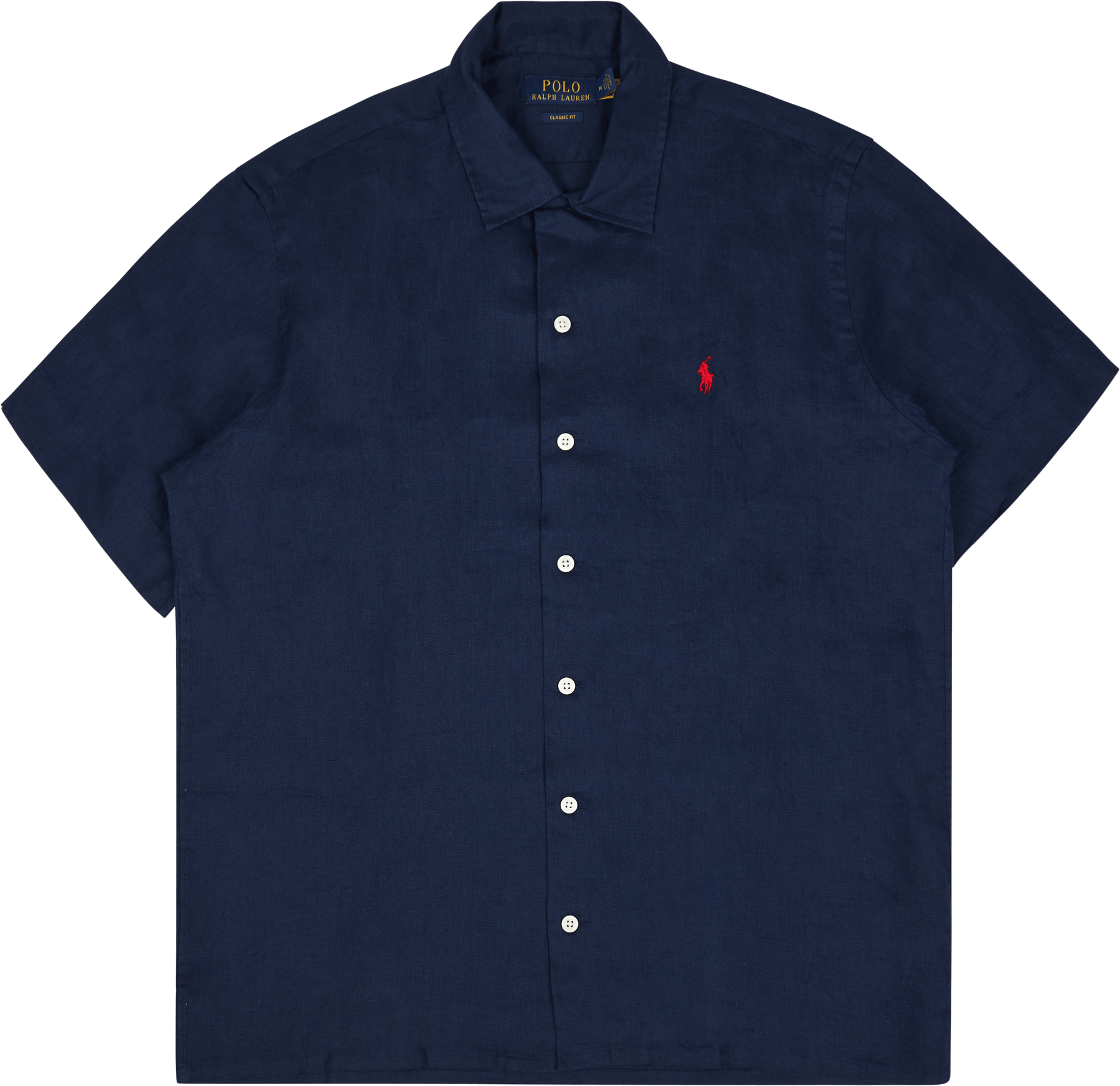 Classic Fit Linen Camp Shirt Newport Navy, Male, Apparels, Tops, Blue, M