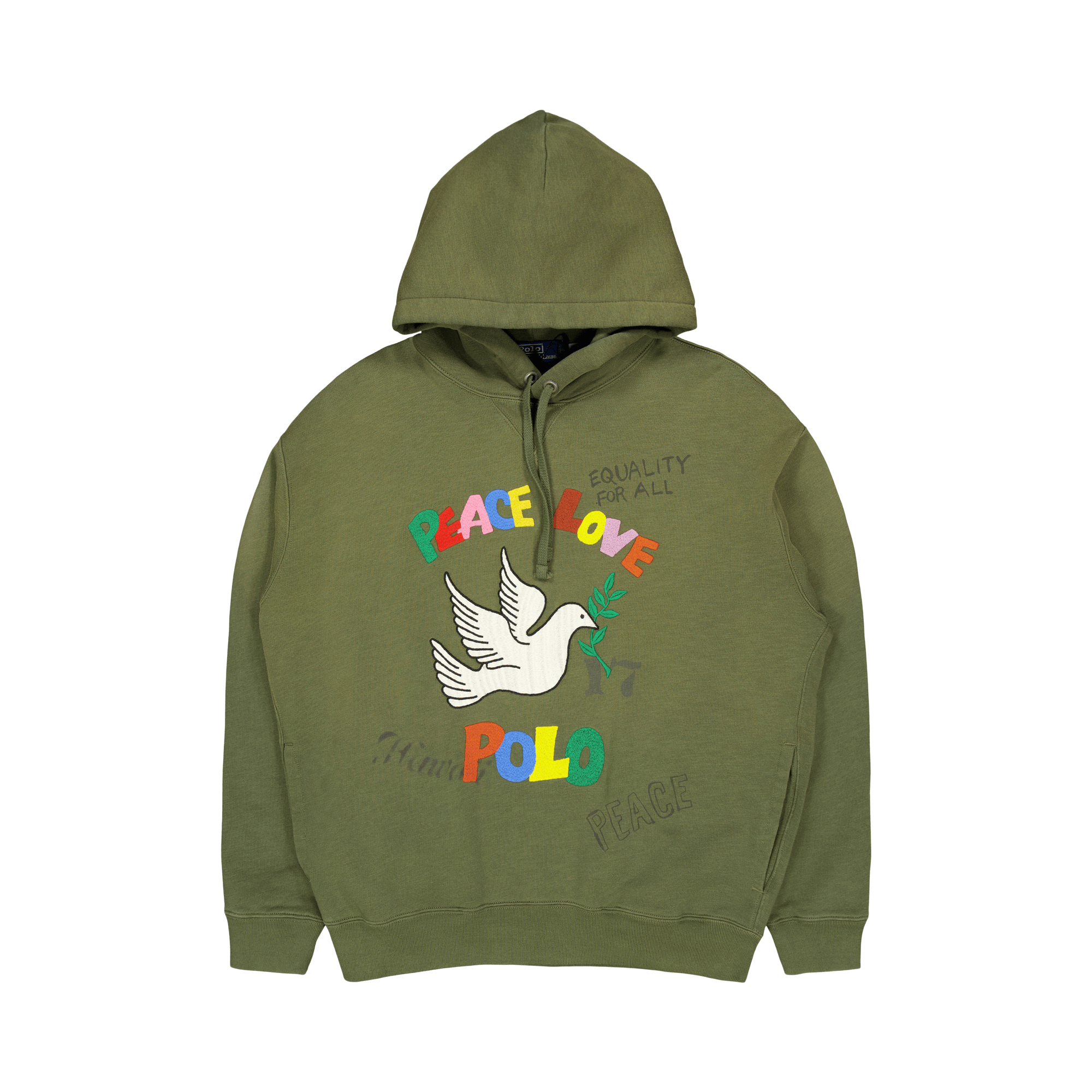 Embroidered Graphic Fleece Hoodie Dark Sage