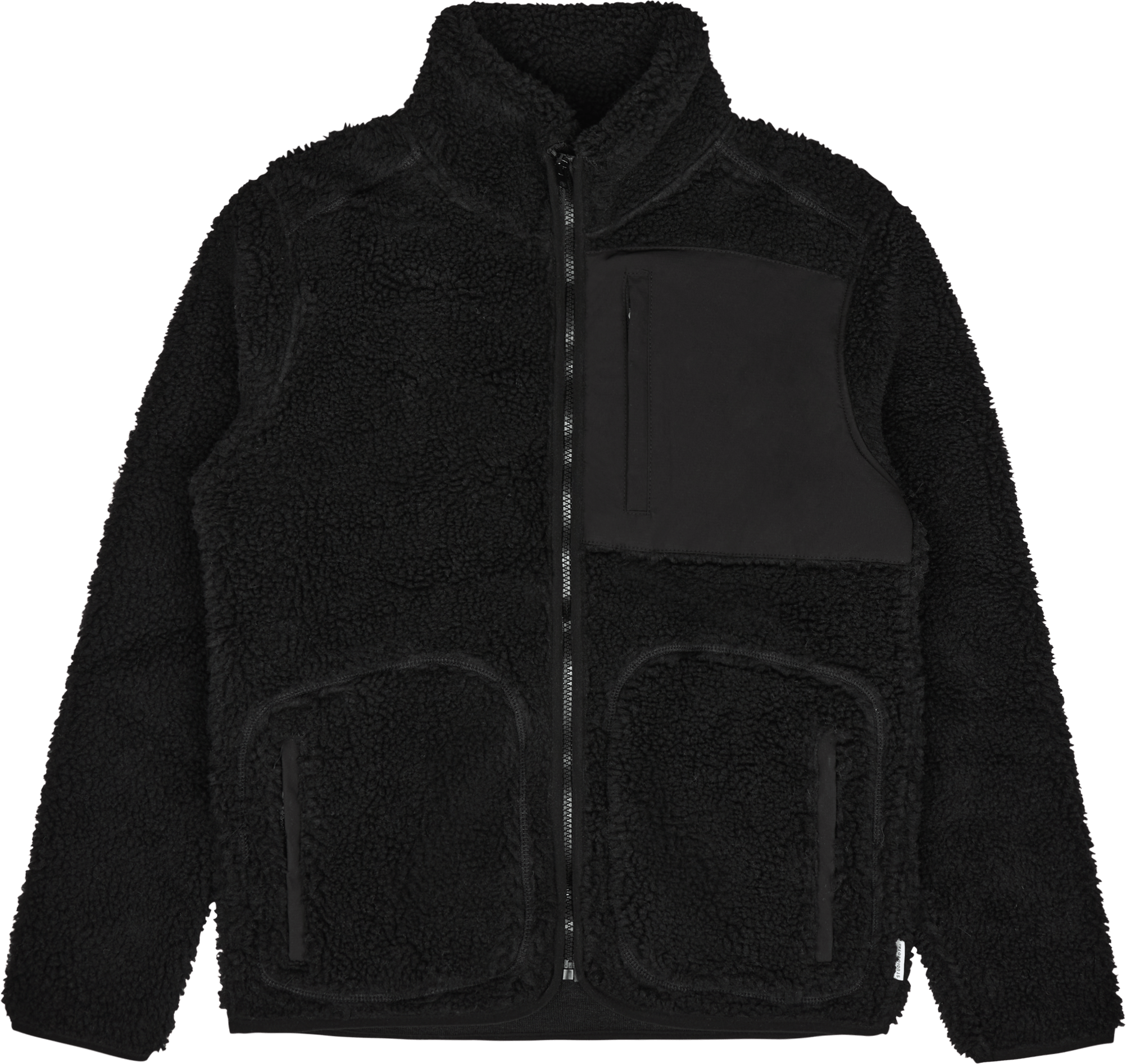 Contrast Pile Jacket Black