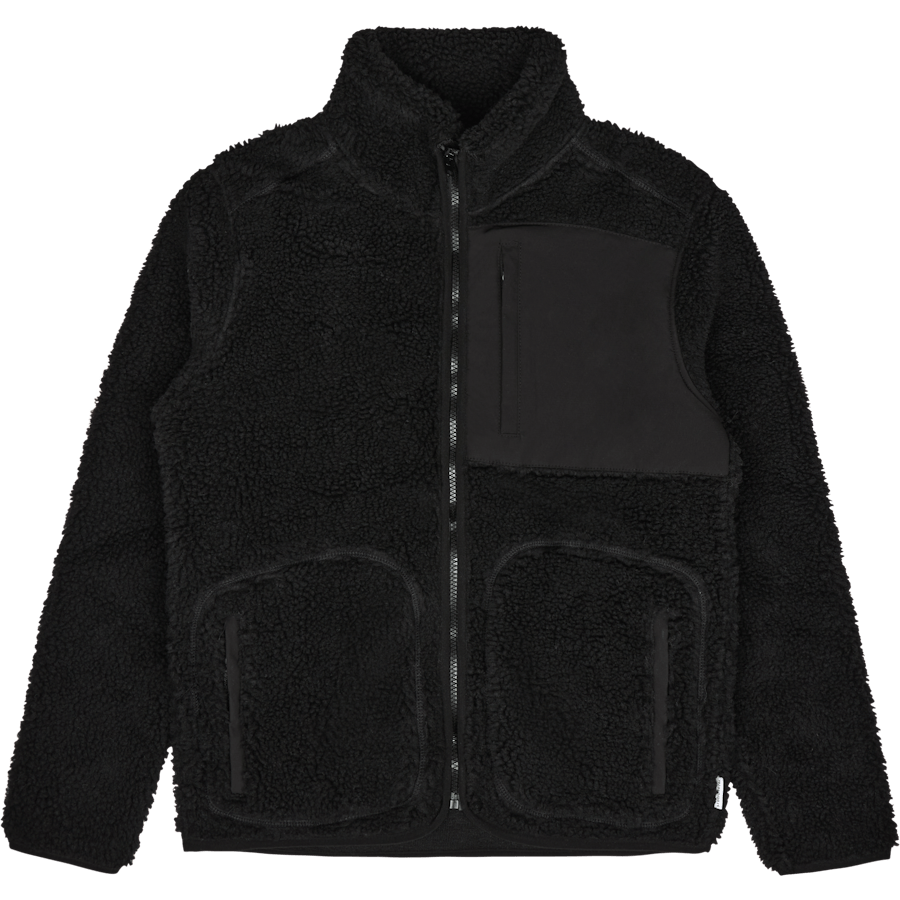 Contrast Pile Jacket Black
