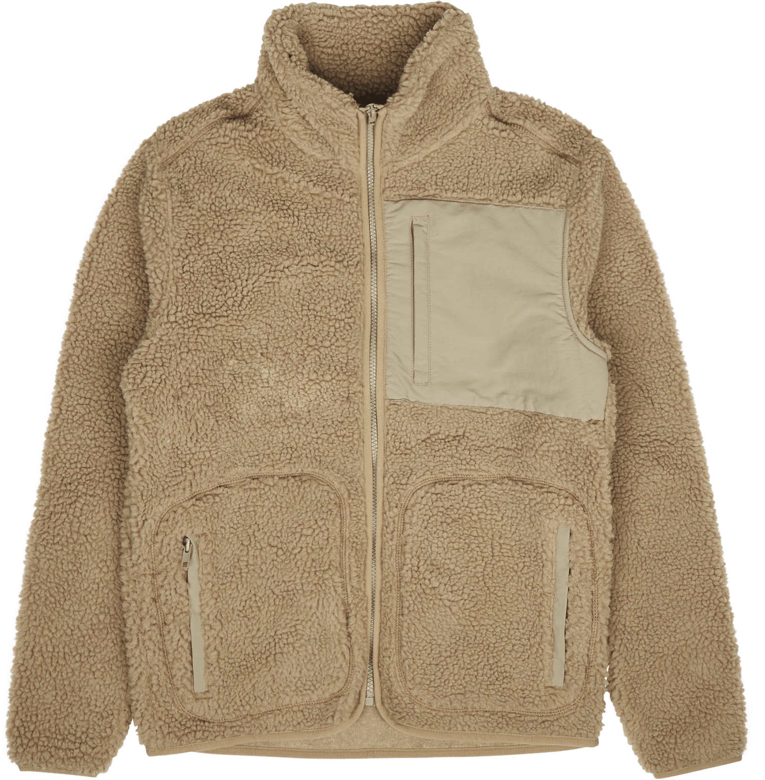 Contrast Pile Jacket Beige