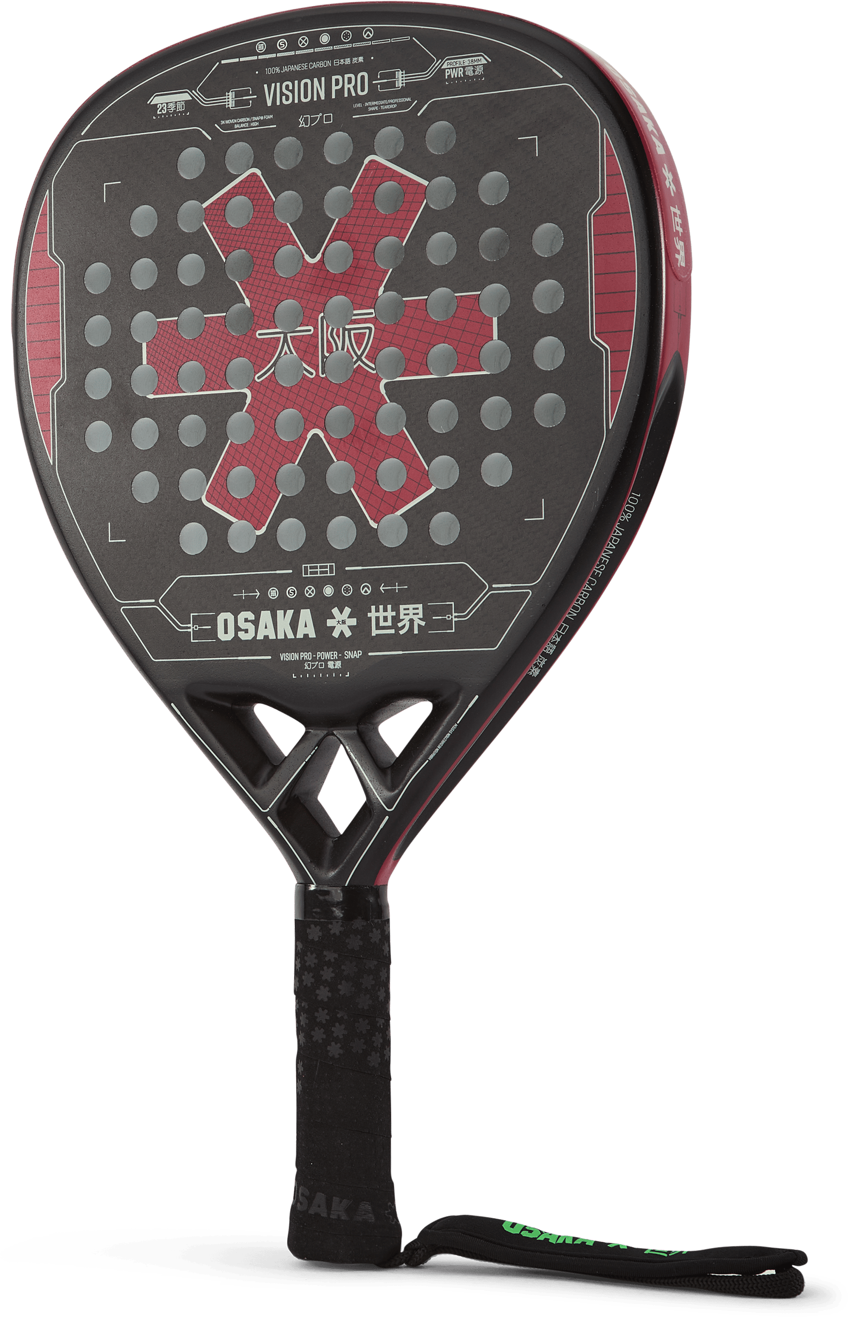 Osaka Vision Pro Power Snap, Unisex, Attrezzature, racchette, Padel, Nero, ONESIZE
