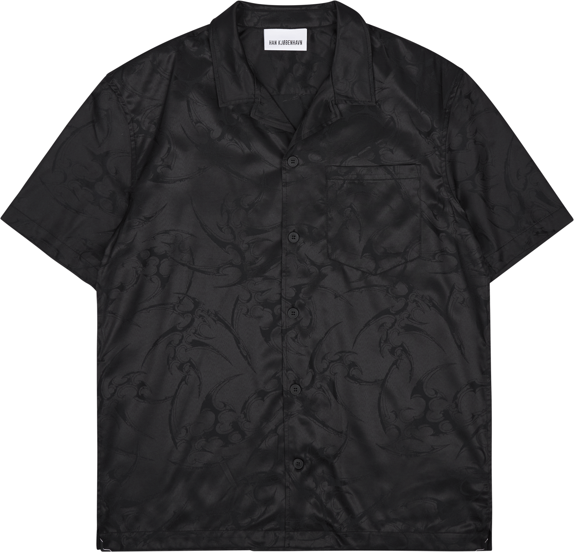 Jacquard Summer Shirt Short Sl Black